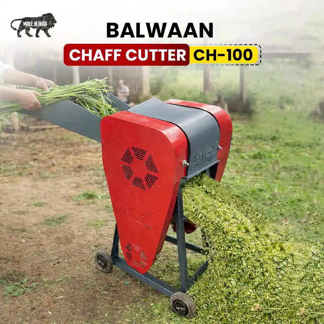 Balwaan CH-100 Chaff Cutter Machine for Dairy Farming | 300–500 Kg/Hour Fodder Cutting Capacity