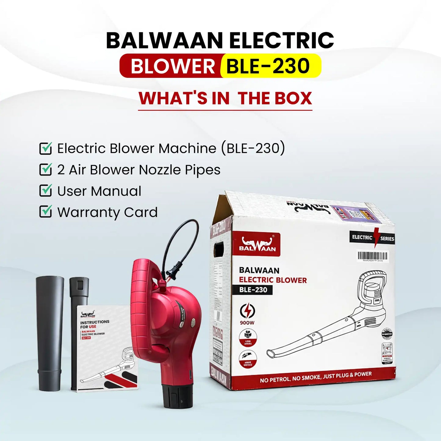 Balwaan Electric Blower BLE-230 – 900W High Speed Electric Air Blower for Cleaning & Drying