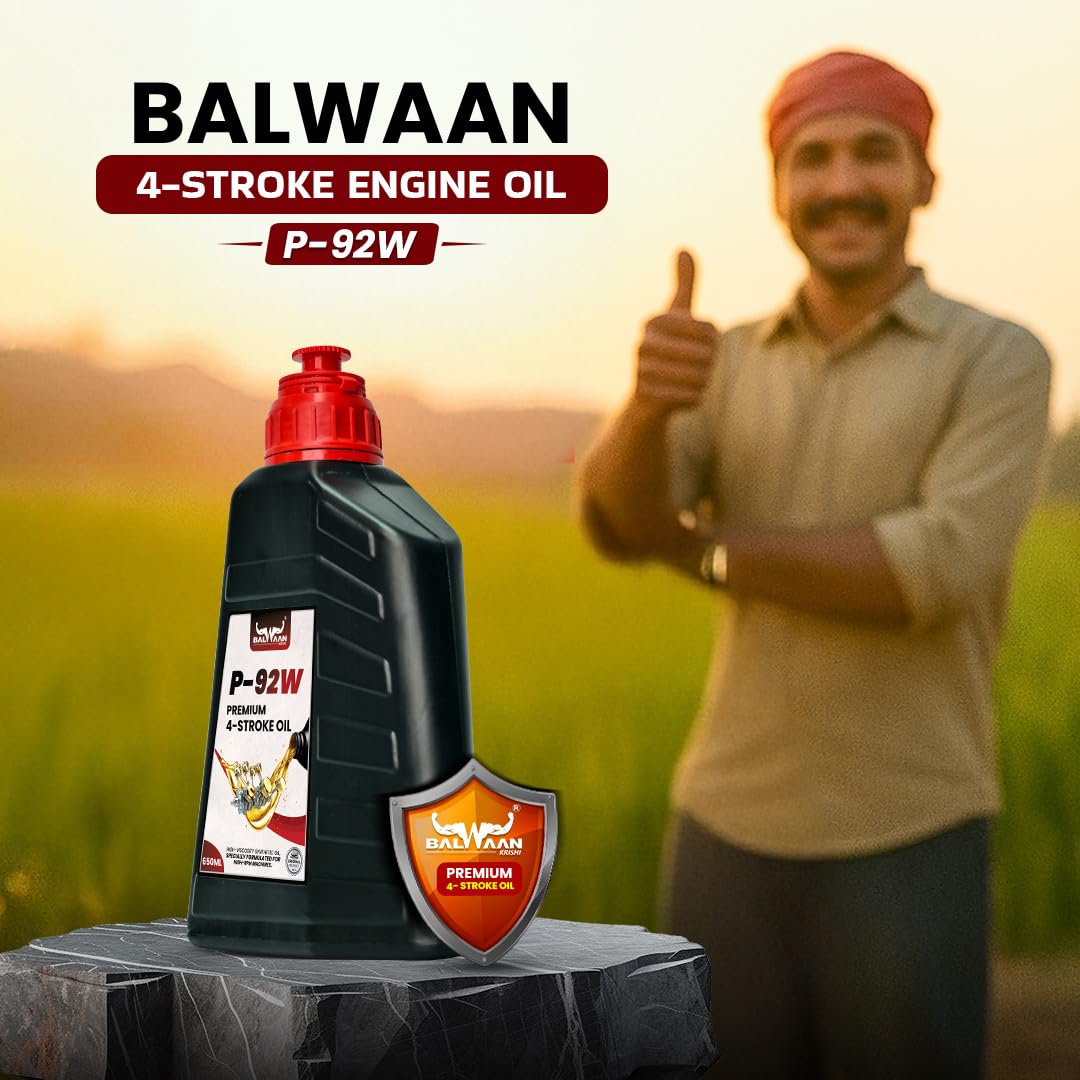Balwaan Krishi Premium 4-Stroke Engine Oil (P-92W)| 650ml | High Heat Stability | Rust Guard