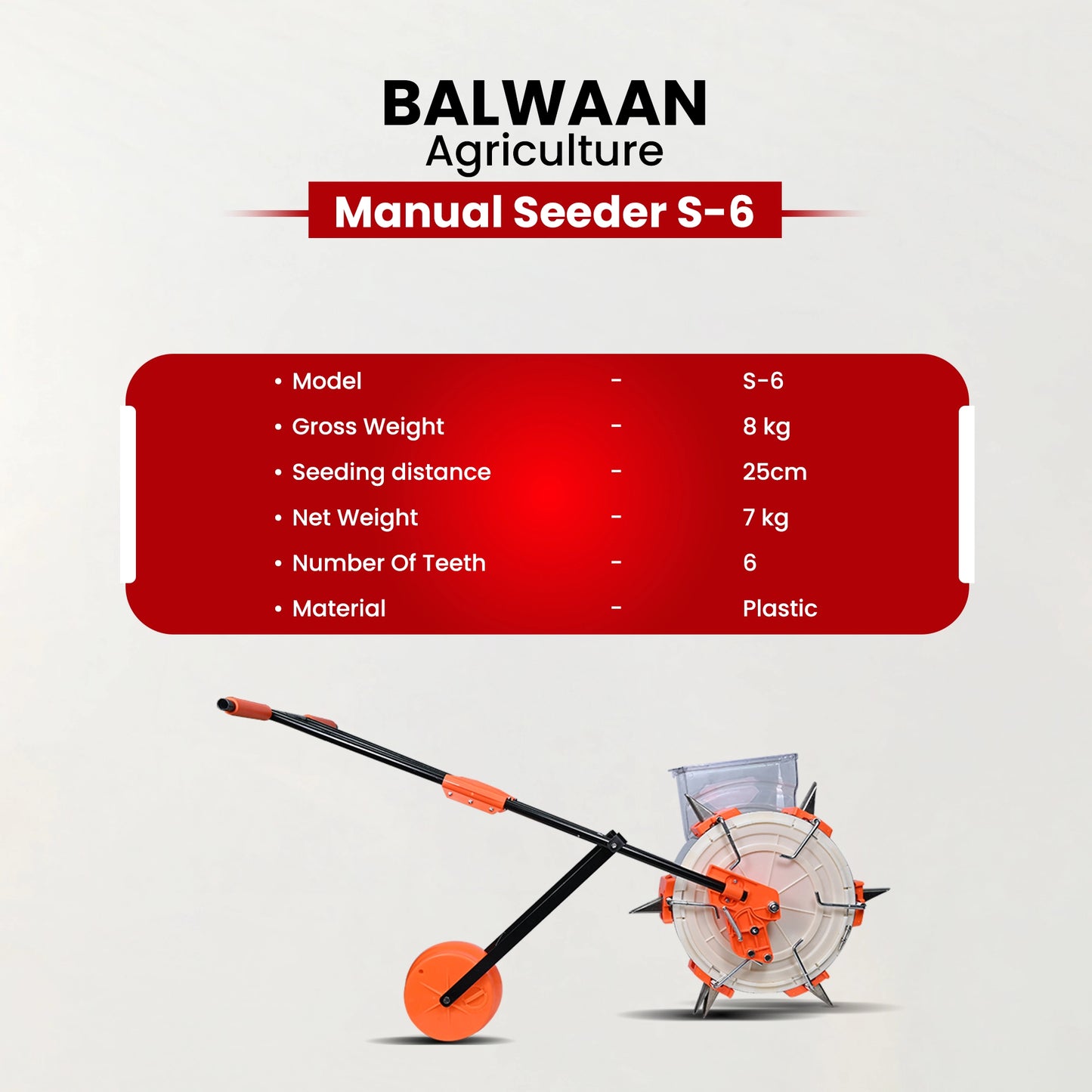 Balwaan Manual Seeder S-6 | Hand-Operated Seed Planter