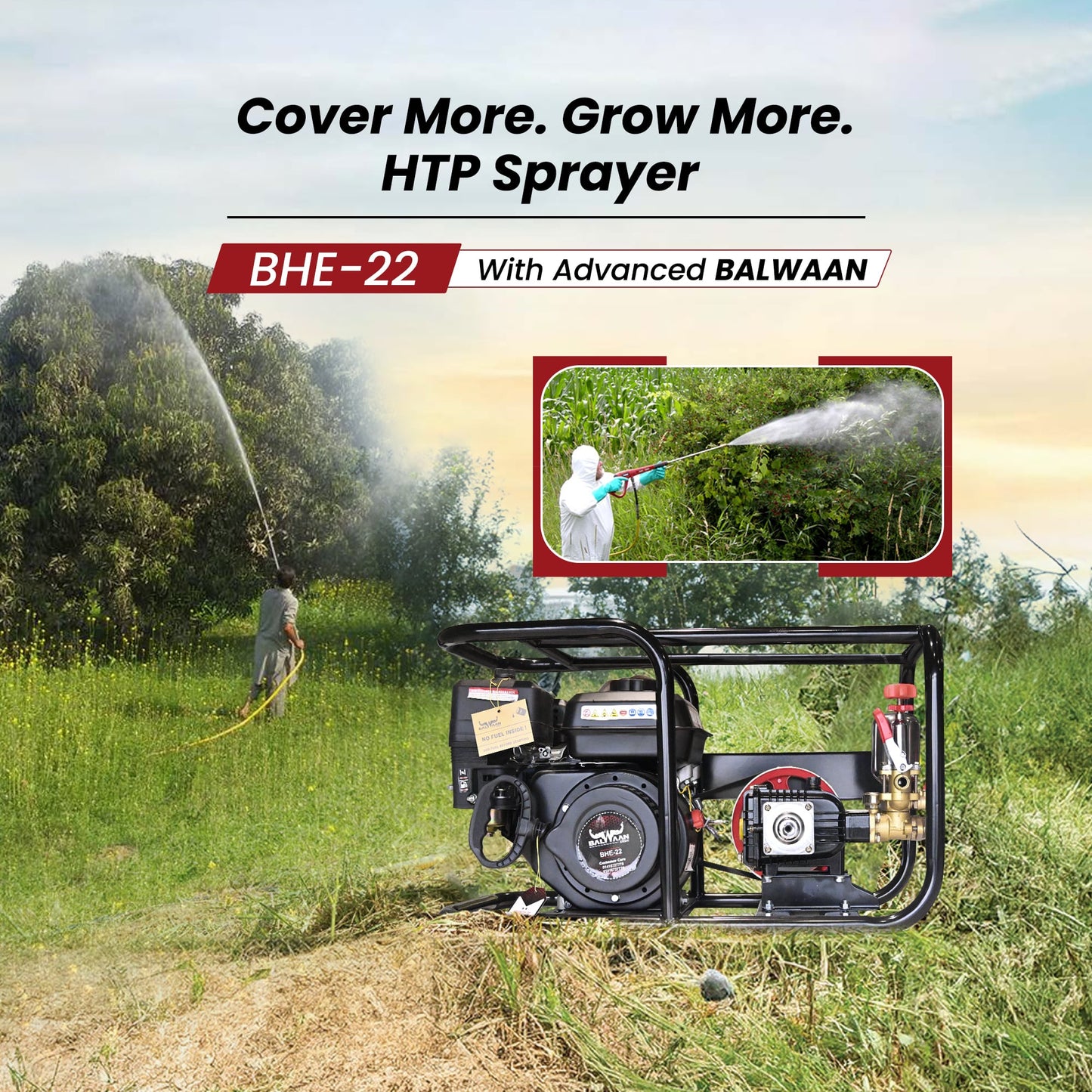 Balwaan 22 No. HTP Sprayer with 6.5HP Engine & 50 Mtr. Hose | BHE-22