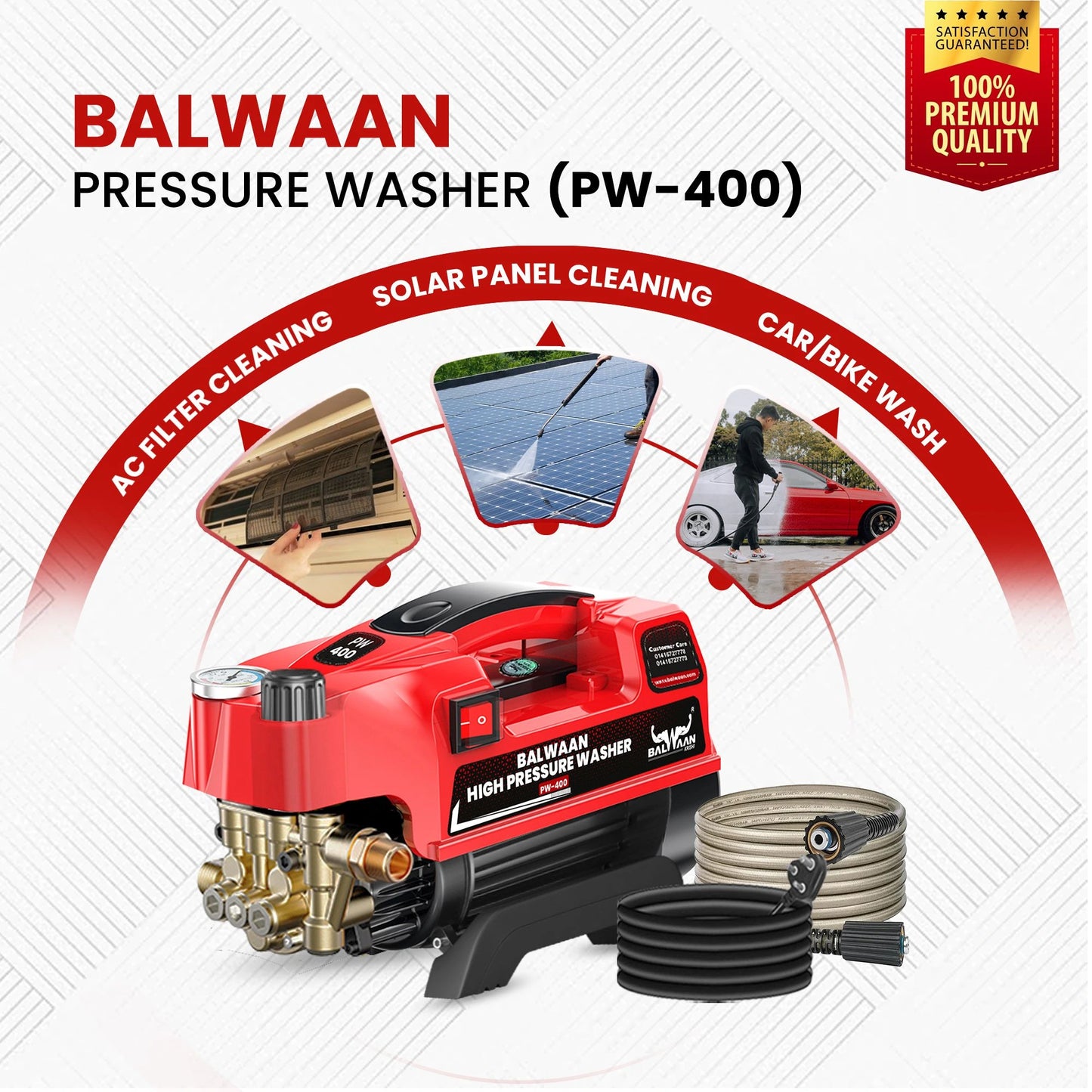 Balwaan High Pressure Washer PW-400 | Car, Home Cleaning & Multi Purpose Heavy Duty Electric Washer | 1800w