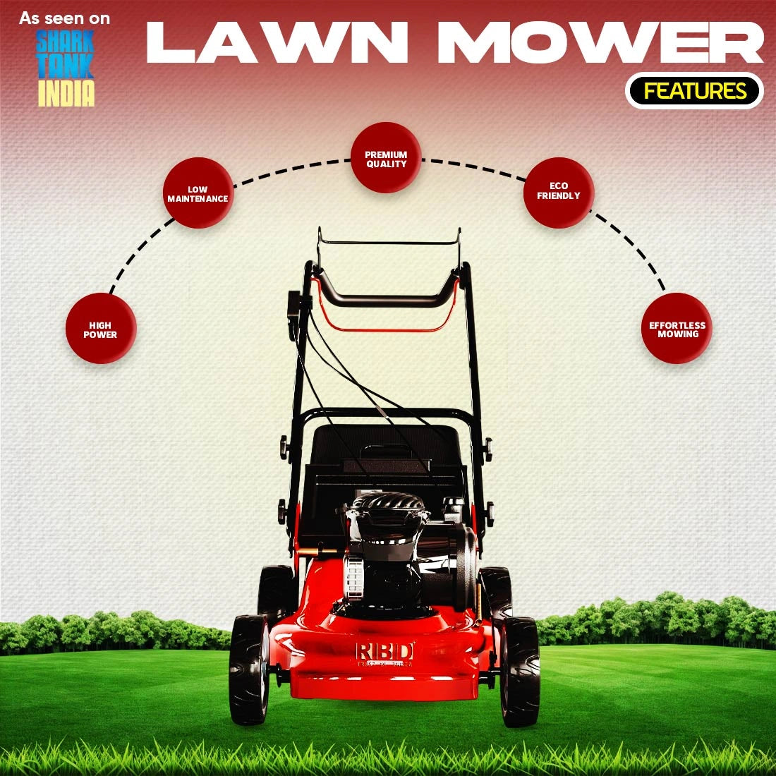 RBD 18-Inch Petrol Lawn Mower with 6HP 4-Stroke Engine - supplier gallery image 1
