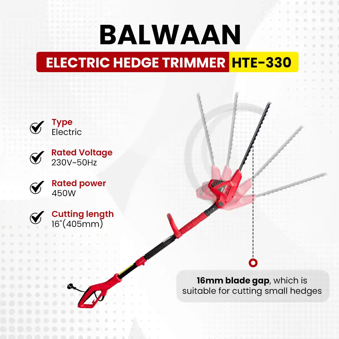 Balwaan High-Power Electric Hedge Trimmer HTE-330 For Clean & Easy Garden Trimming