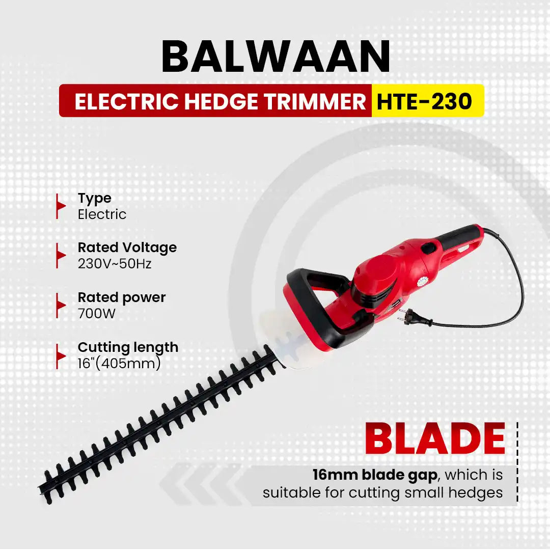 Balwaan Electric Hedge Trimmer HTE-230 | 700W Garden Hedge & Shrub Trimming Machine
