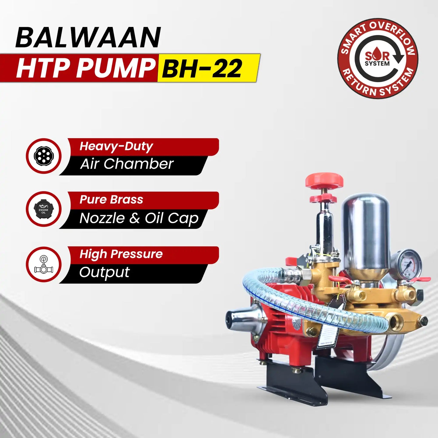 Balwaan BH-22 High Pressure HTP Pump (3 Piston) | Agriculture Spraying & Cleaning Purpose