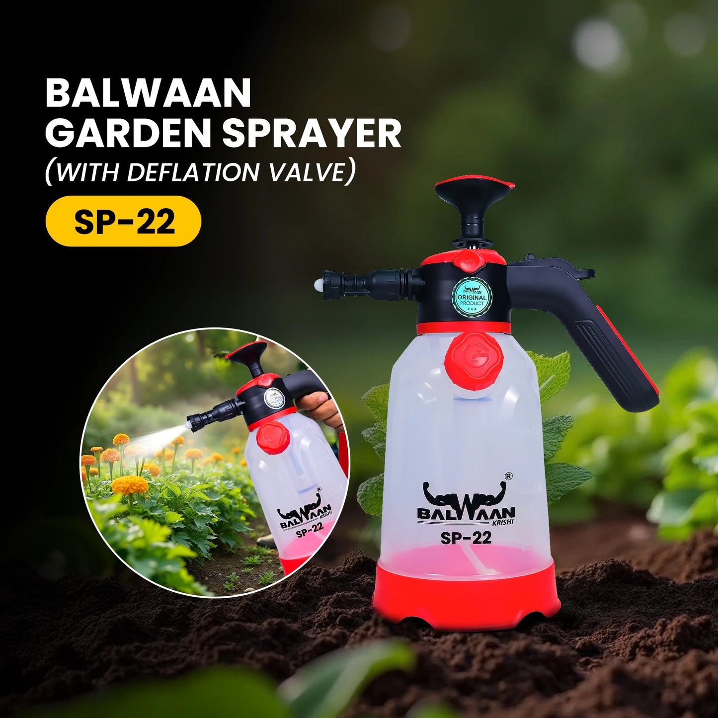 Balwaan 3 in 1 Foam Sprayer SP-22 | 2 LTR Capacity | Best for Car & Bike wash, Agriculture, Gardening, Pesticides, Glass