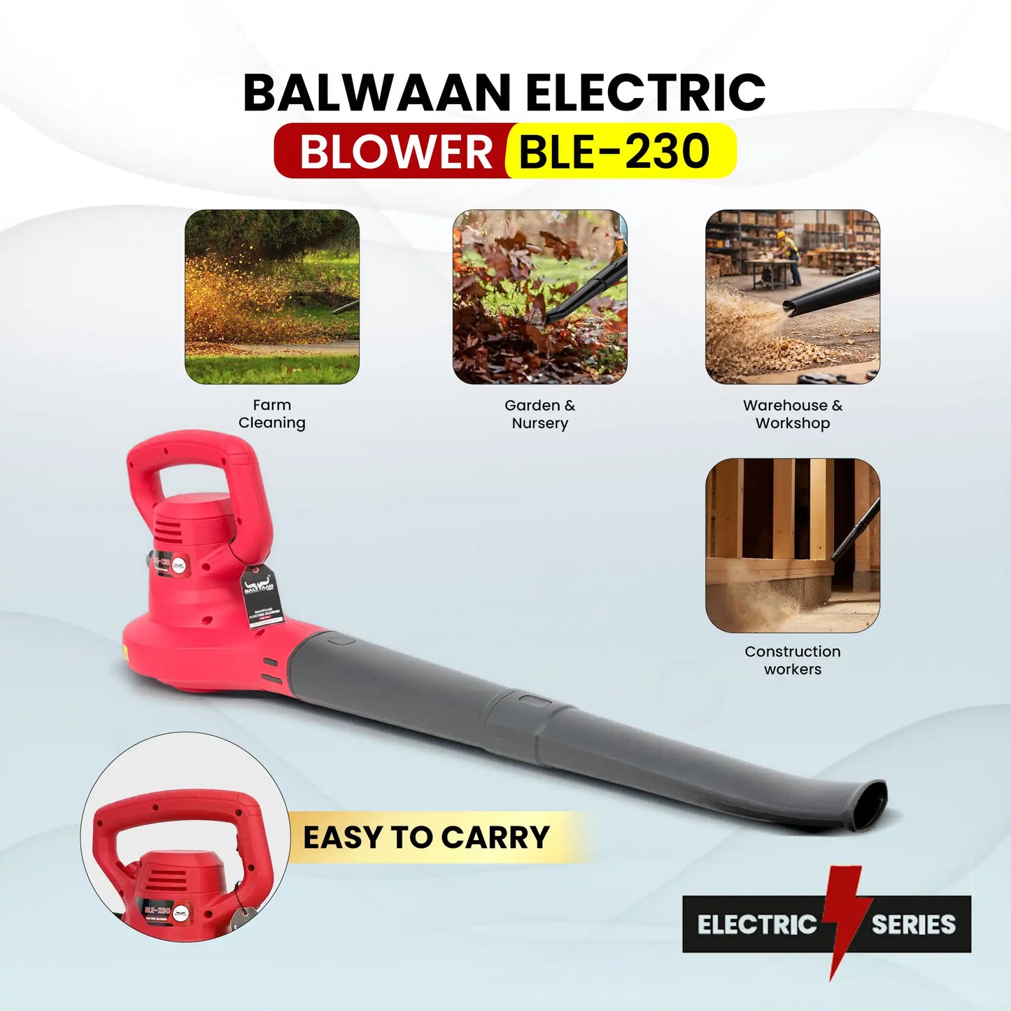 Balwaan Electric Blower BLE-230 – 900W High Speed Electric Air Blower for Cleaning & Drying
