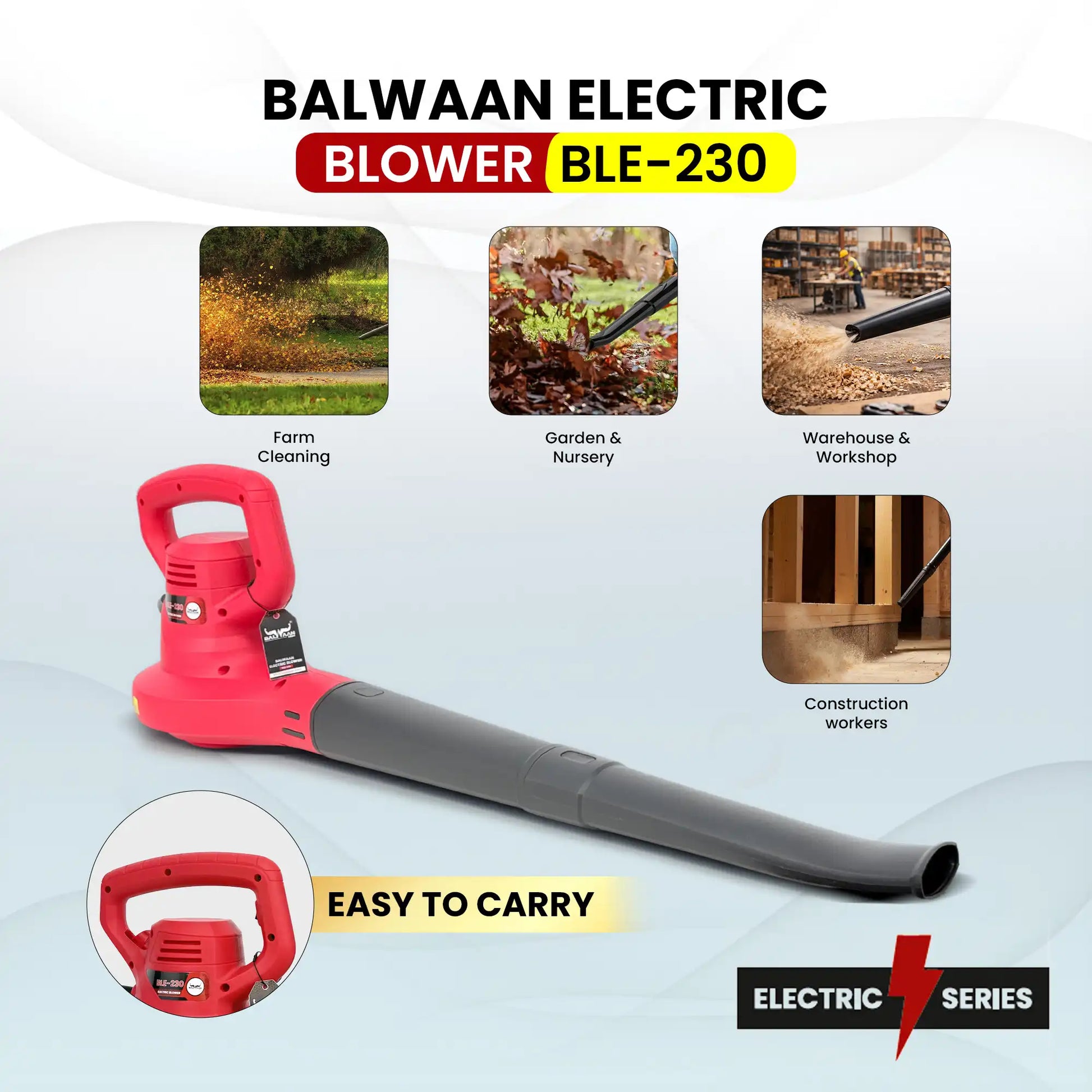 Balwaan Electric Blower BLE-230 – 900W High Speed Electric Air Blower for Cleaning & Drying