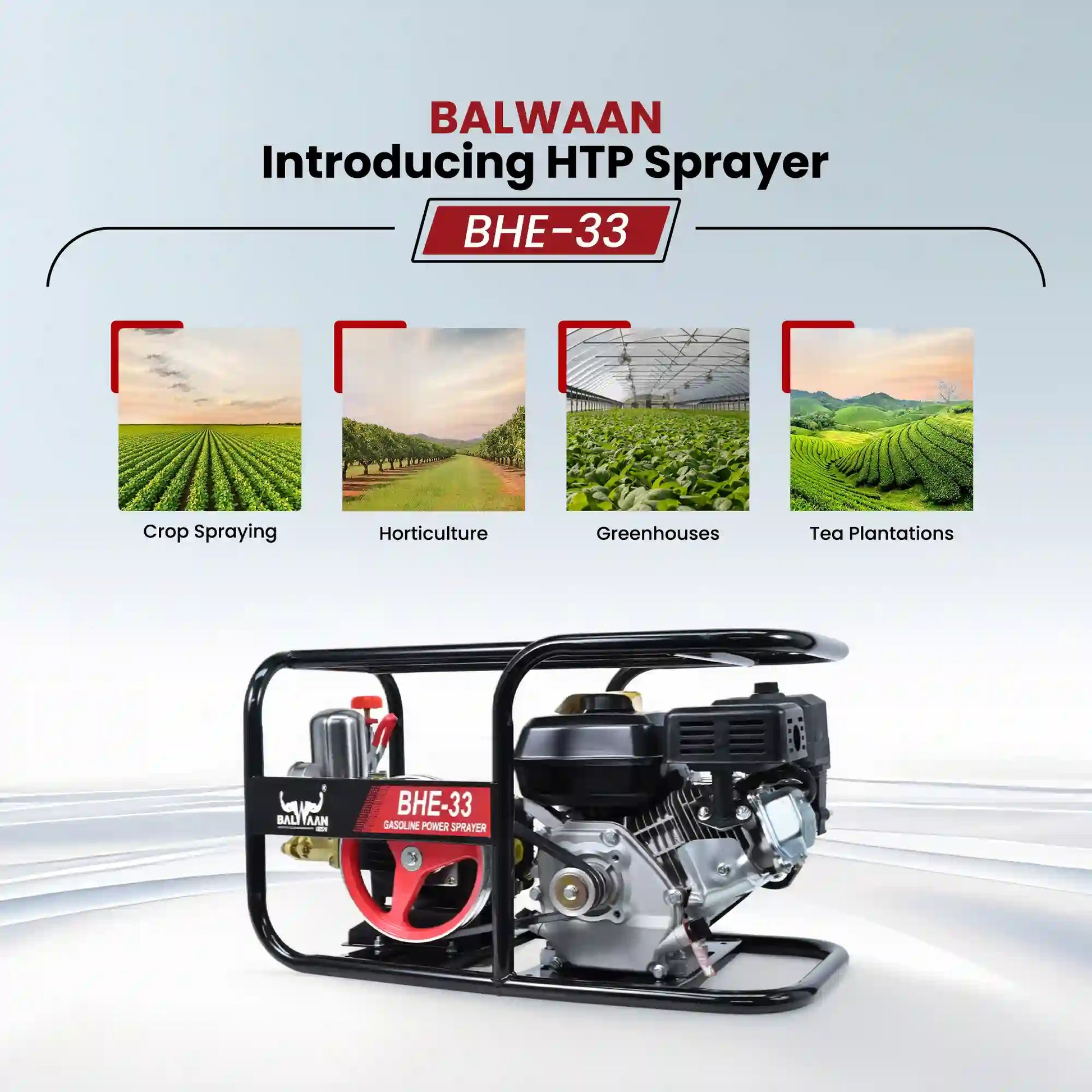 Balwaan 33 No. HTP Sprayer with 6.5HP Engine & 50 Mtr. Hose | BHE-33