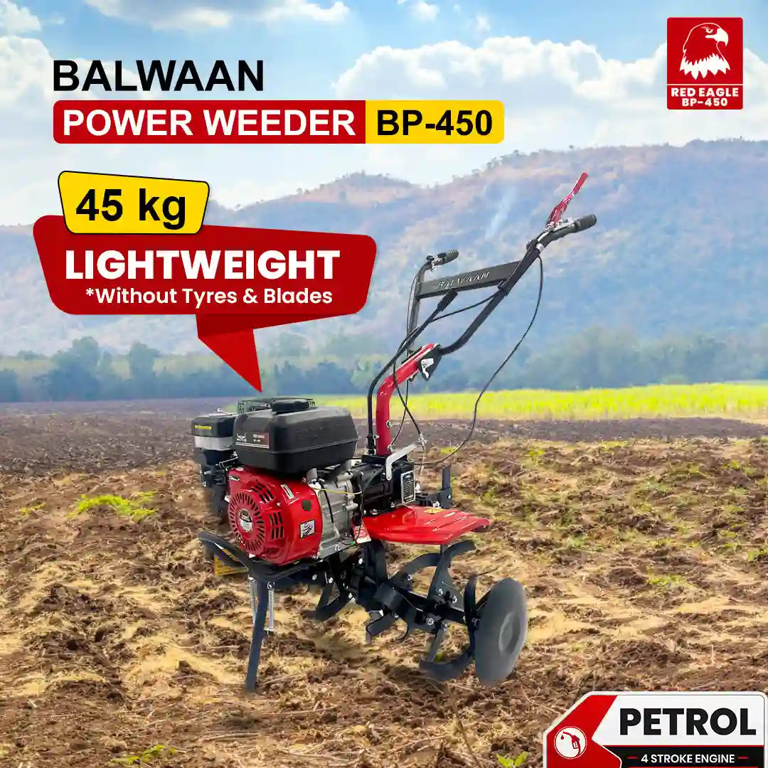 7HP Red Eagle Power Weeder BP- 450 | Recoil Starter | Perfect for Soil Preparation & Weeding