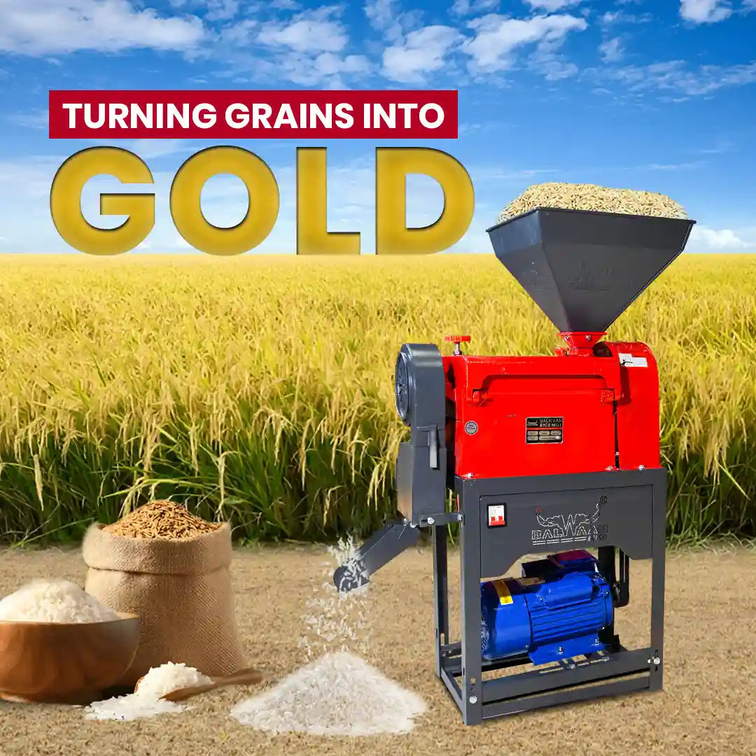 Balwaan RM-310 Rice Mill Machine with 4HP Motor | 280–300 kg/hr Capacity | Electric Paddy to Rice Mill for Home & Small 