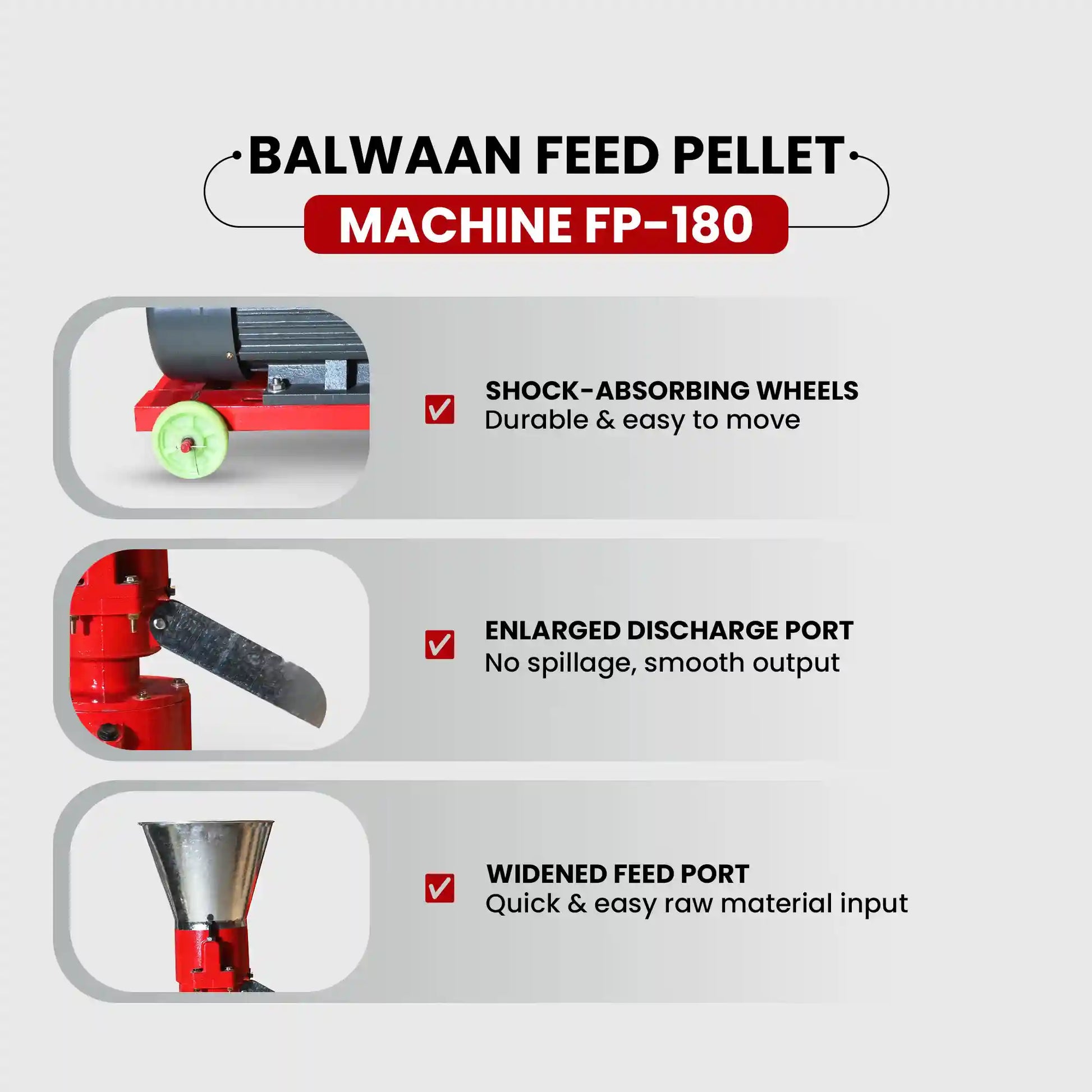 Balwaan FP-180 Feed Pellet Machine | 5HP Copper Motor | Animal Feed Pellets | Poultry, Fish, Pig & Cattle Feed Pellet Ma