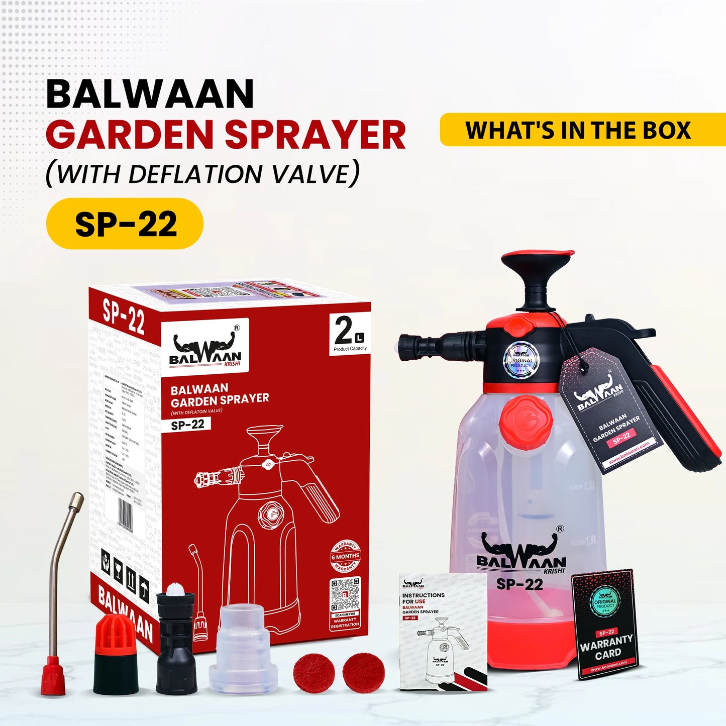 Balwaan 3 in 1 Foam Sprayer SP-22 | 2 LTR Capacity | Best for Car & Bike wash, Agriculture, Gardening, Pesticides, Glass