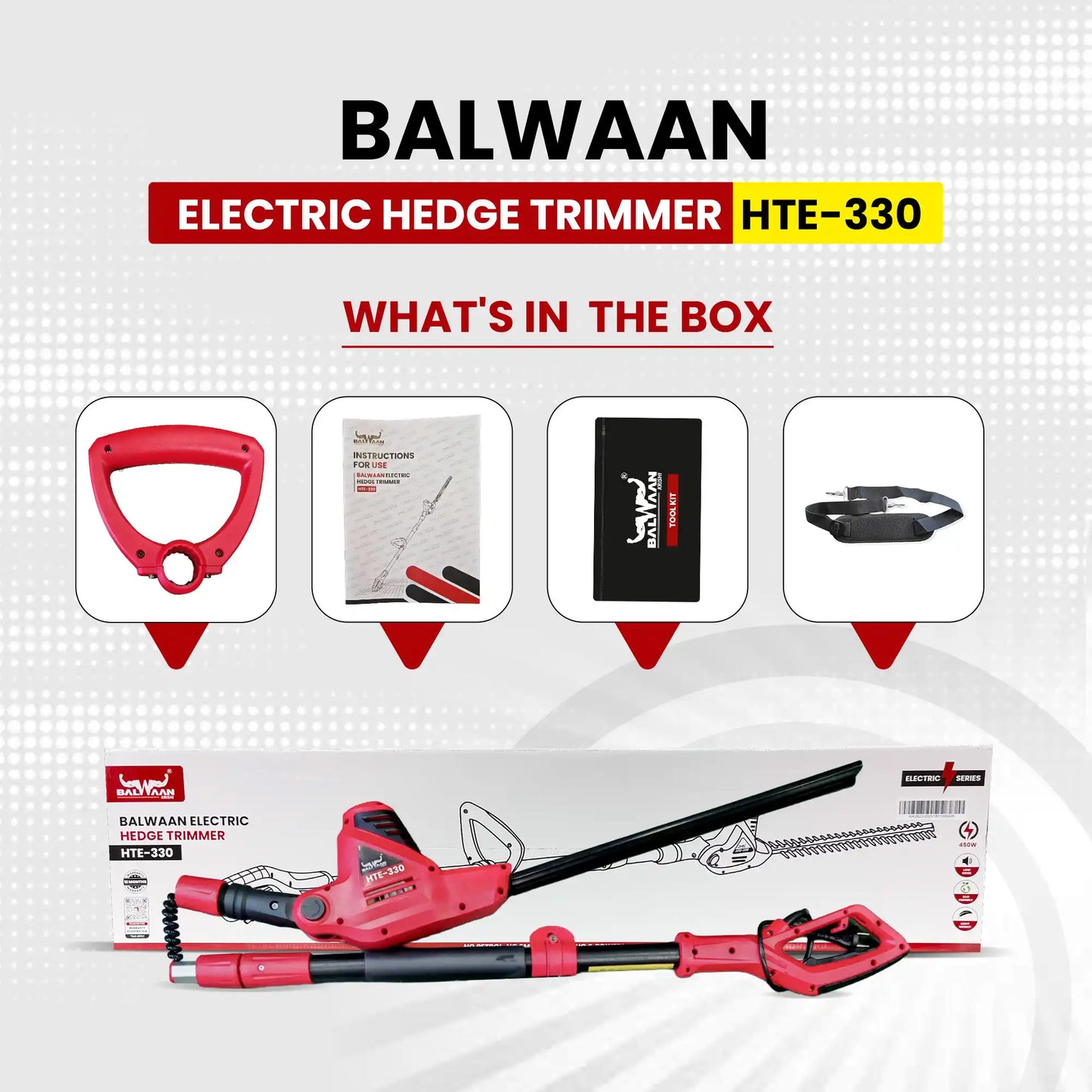 Balwaan High-Power Electric Hedge Trimmer HTE-330 For Clean & Easy Garden Trimming