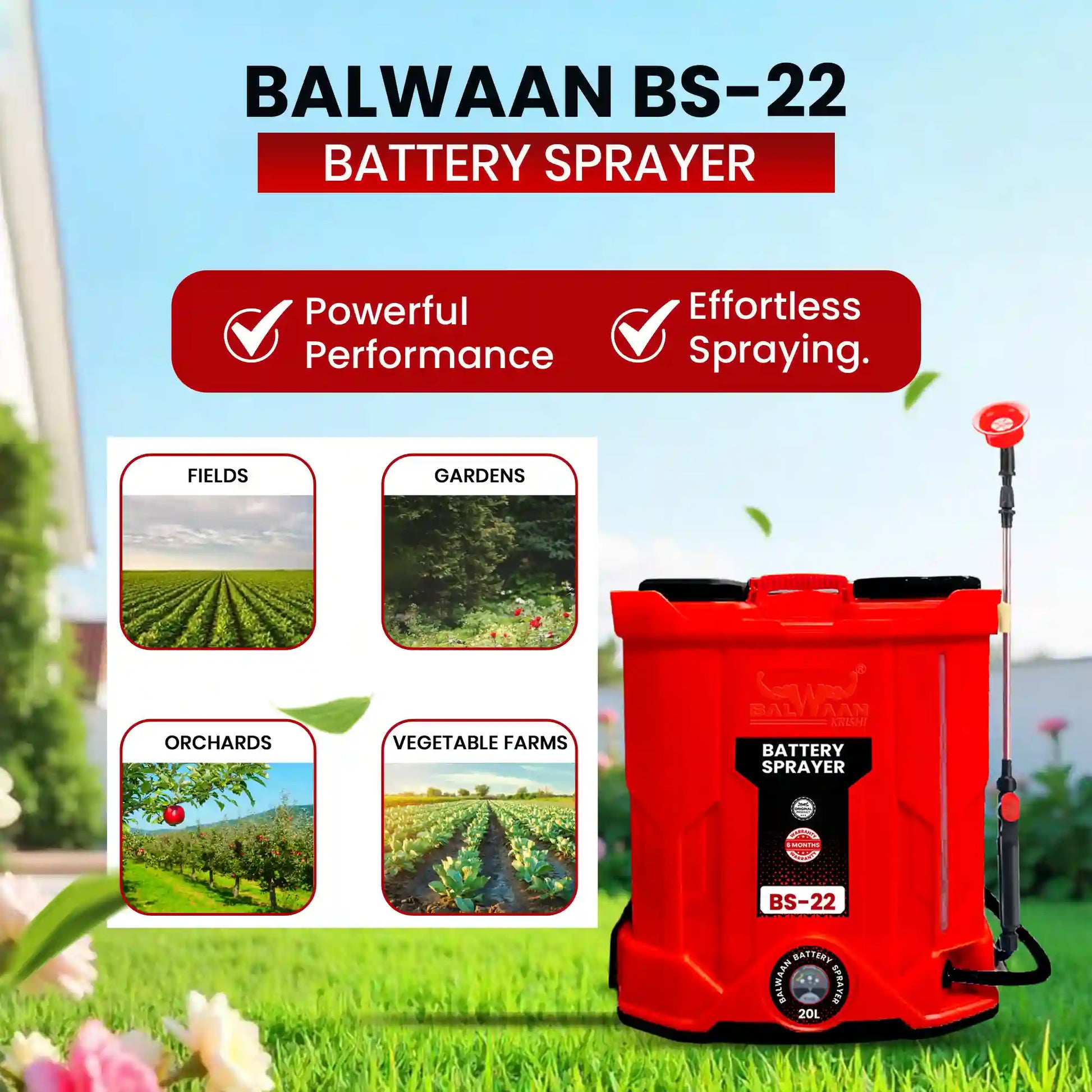 Balwaan BS-22 Single Motor Battery Sprayer| 12x12