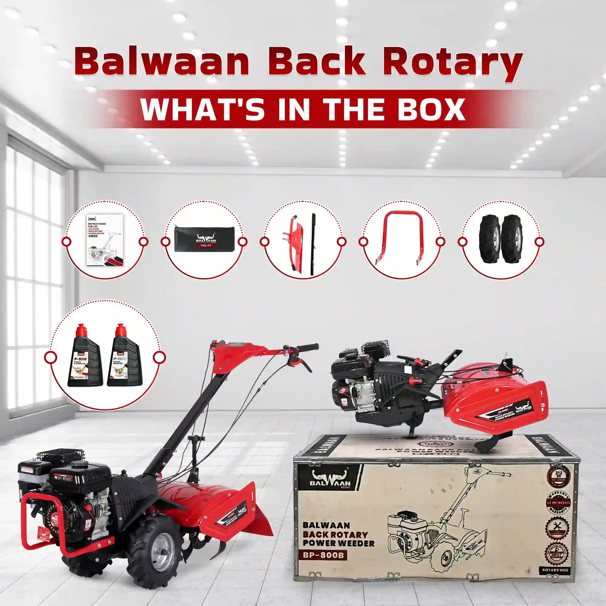 Balwaan Back Rotary Power Weeder| BP-800B