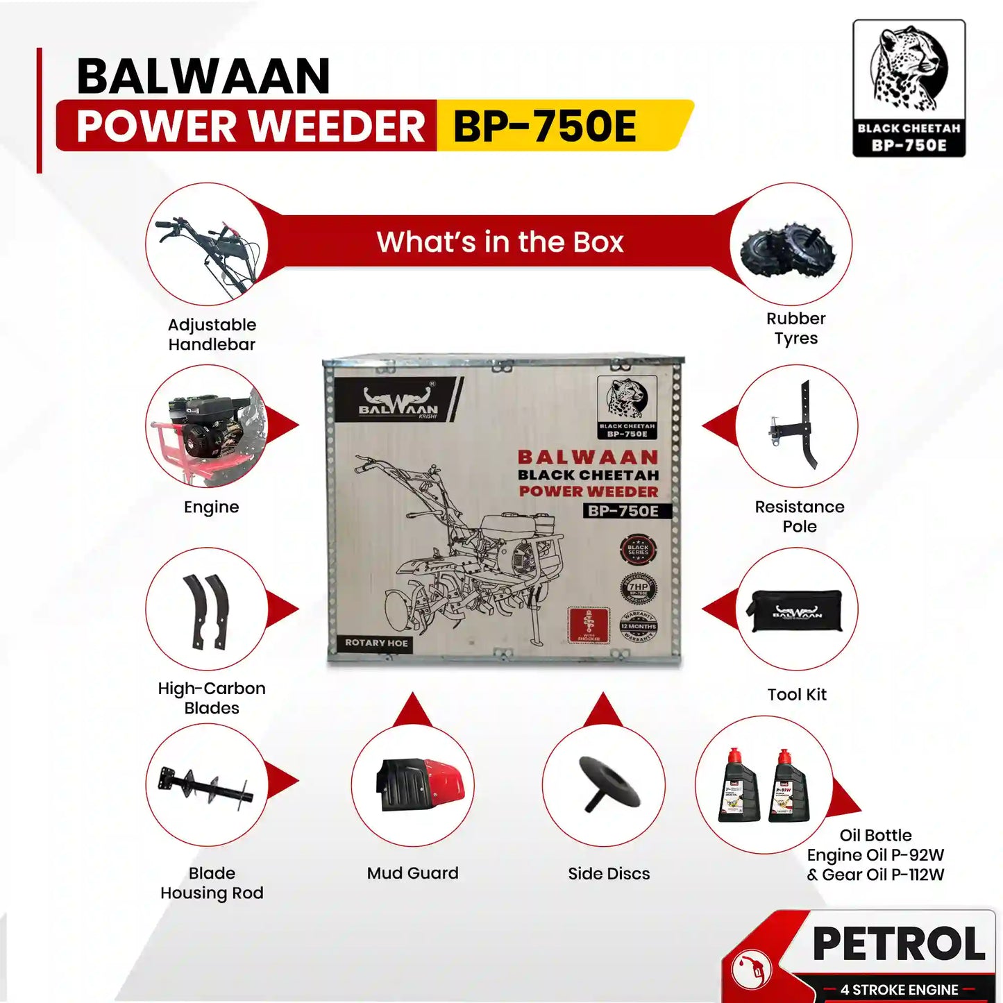 Balwaan Black Cheetah Power Weeder | BP-750E