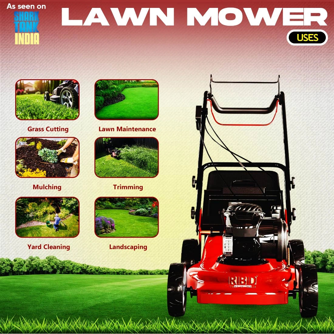 RBD 18-Inch Petrol Lawn Mower with 6HP 4-Stroke Engine - supplier gallery image 4