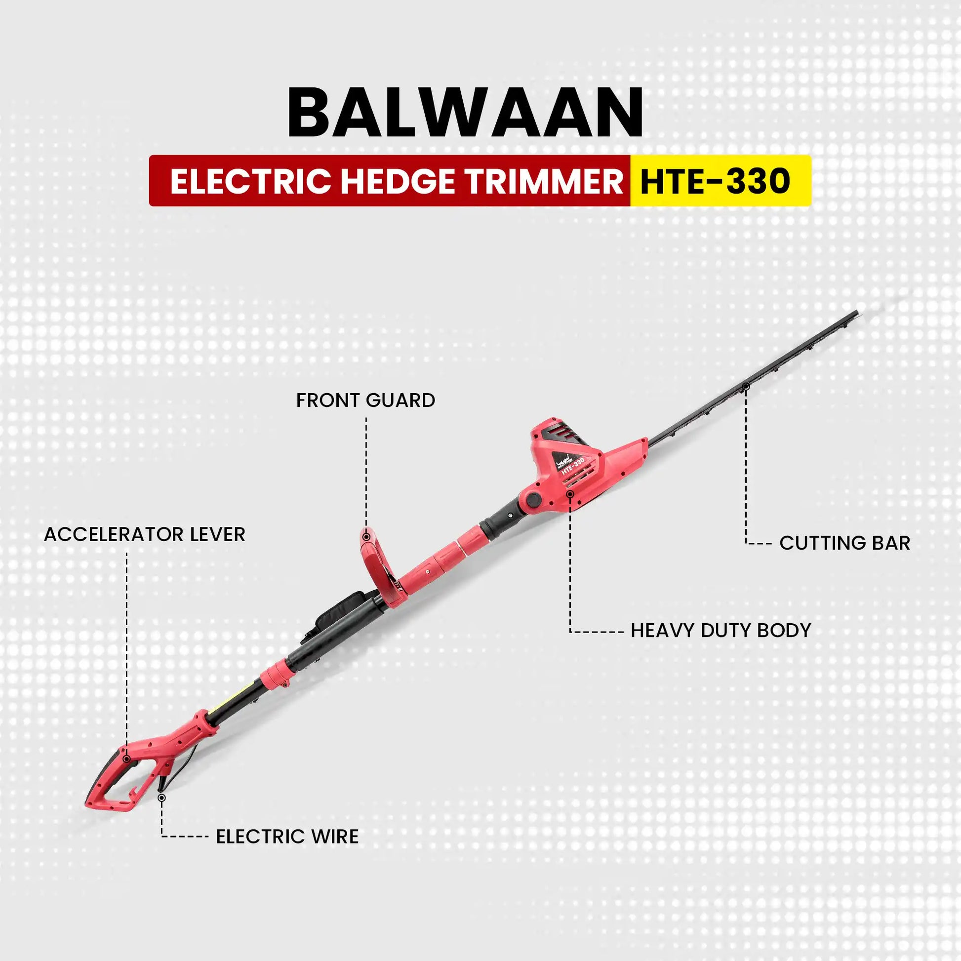 Balwaan High-Power Electric Hedge Trimmer HTE-330 For Clean & Easy Garden Trimming