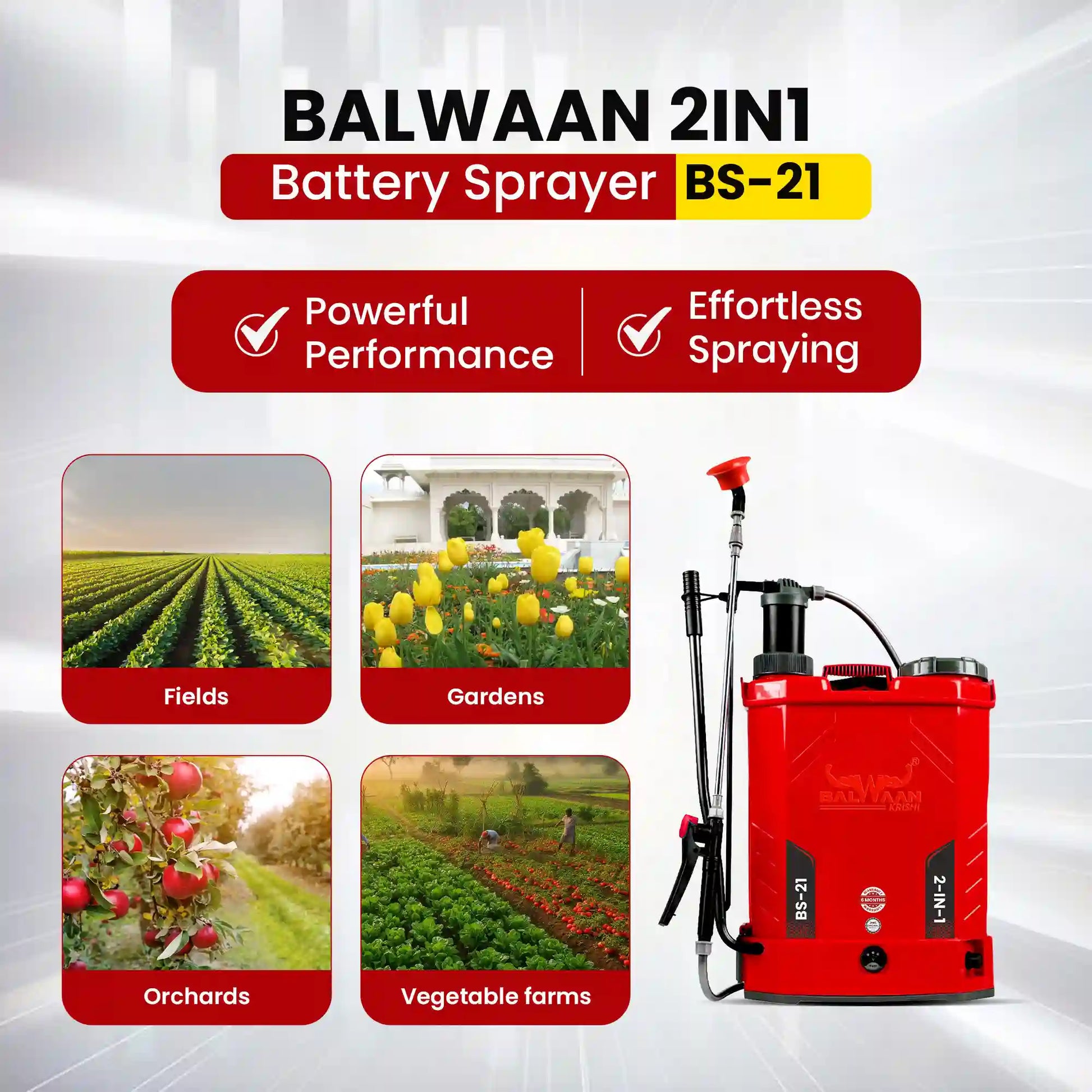 Balwaan BS-21 2in1 Single Motor Battery Sprayer| 12x8