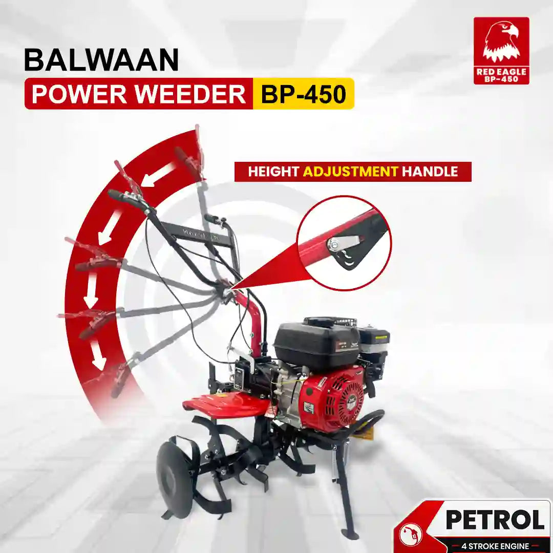 7HP Red Eagle Power Weeder BP- 450 | Recoil Starter | Perfect for Soil Preparation & Weeding