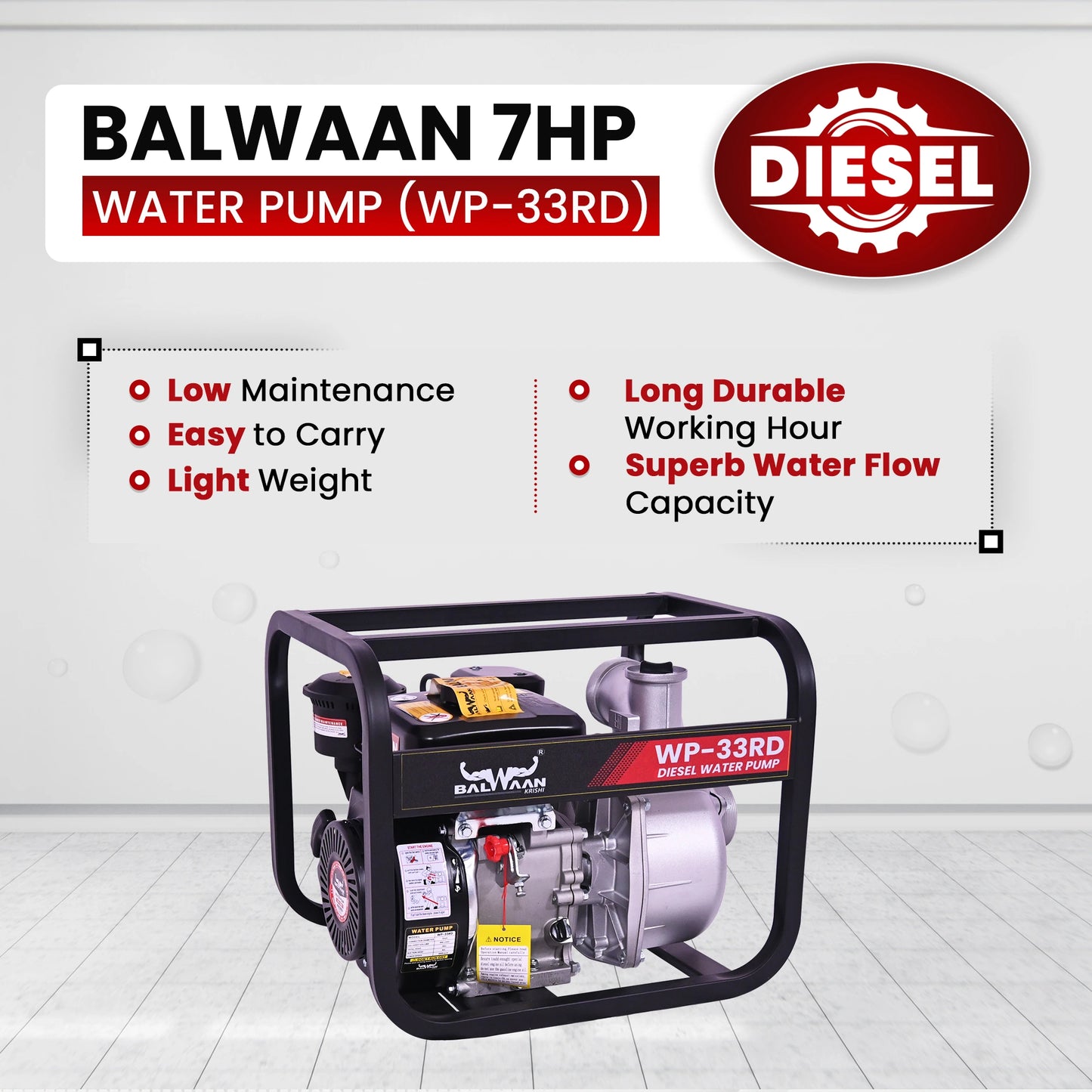 Balwaan WP-33RD 7HP Diesel Water Pump