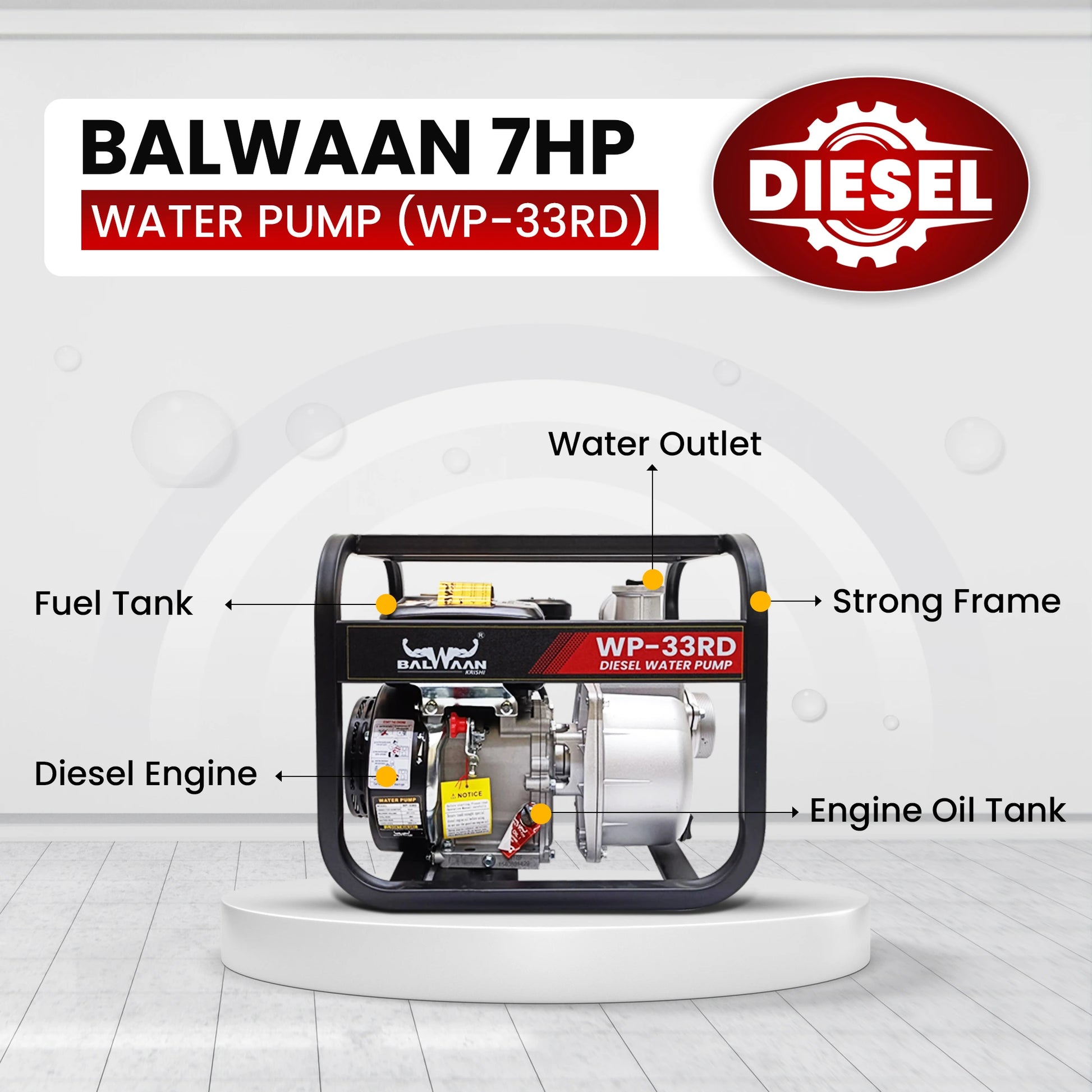 Balwaan WP-33RD 7HP Diesel Water Pump