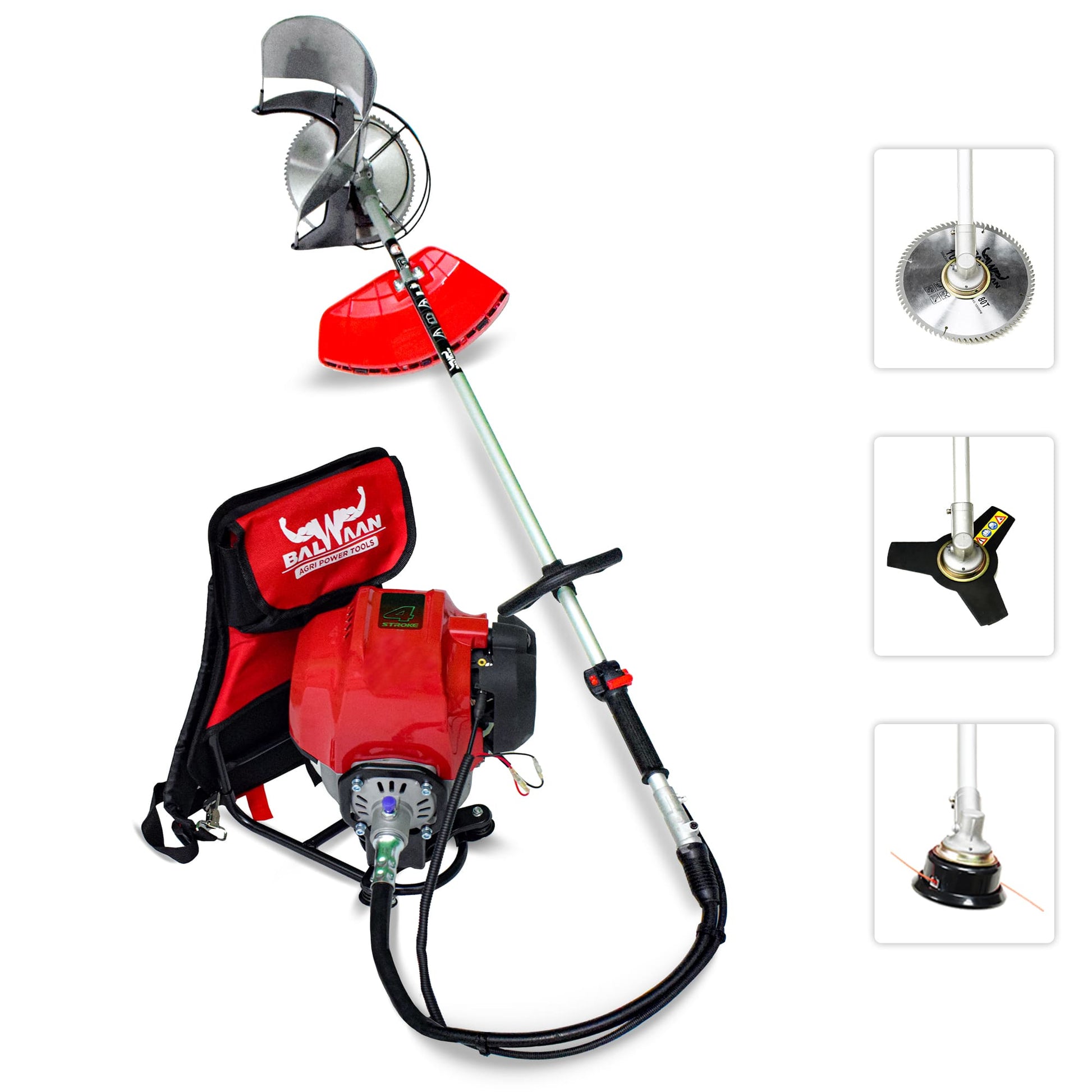 Balwaan 50cc Back pack crop cum Grass cutter BX-50B | 4 Stroke Petrol Operated Crop Cutter Machine | Backpack Design for