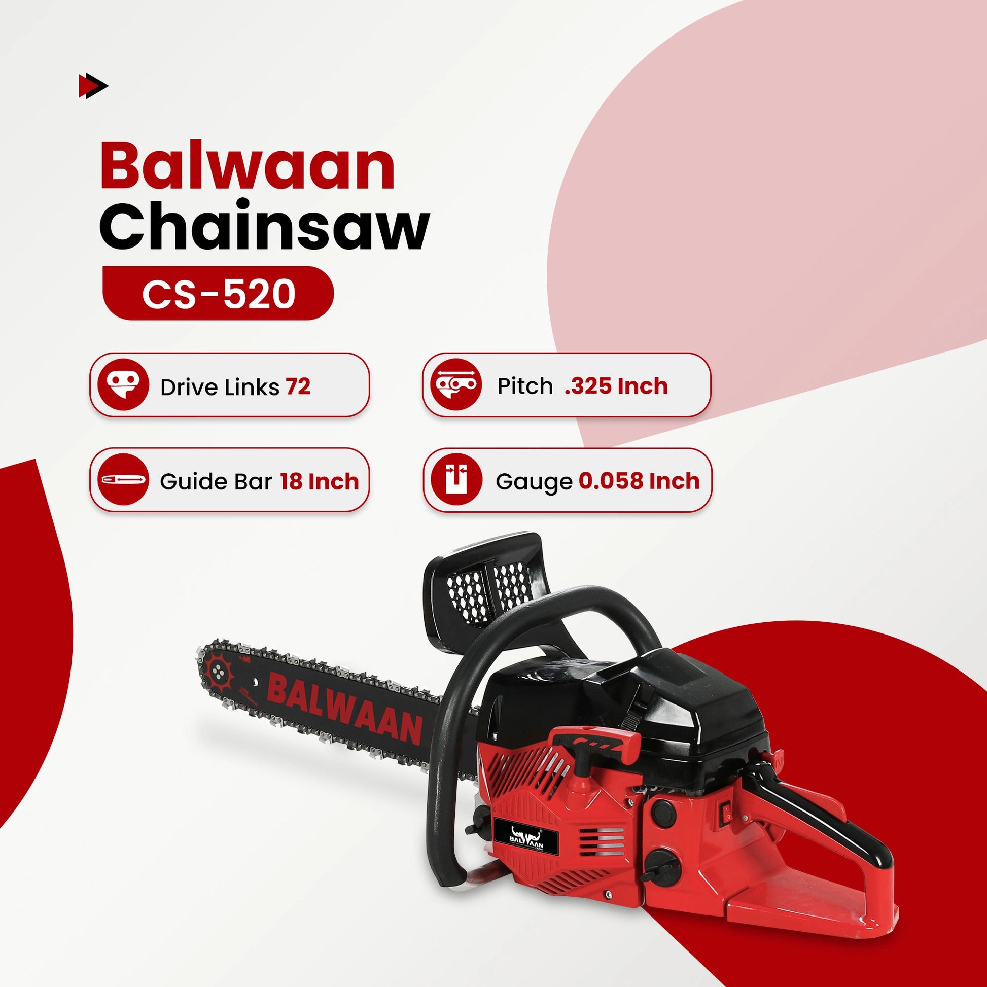 Balwaan CS-520 Chainsaw| 18 Inches