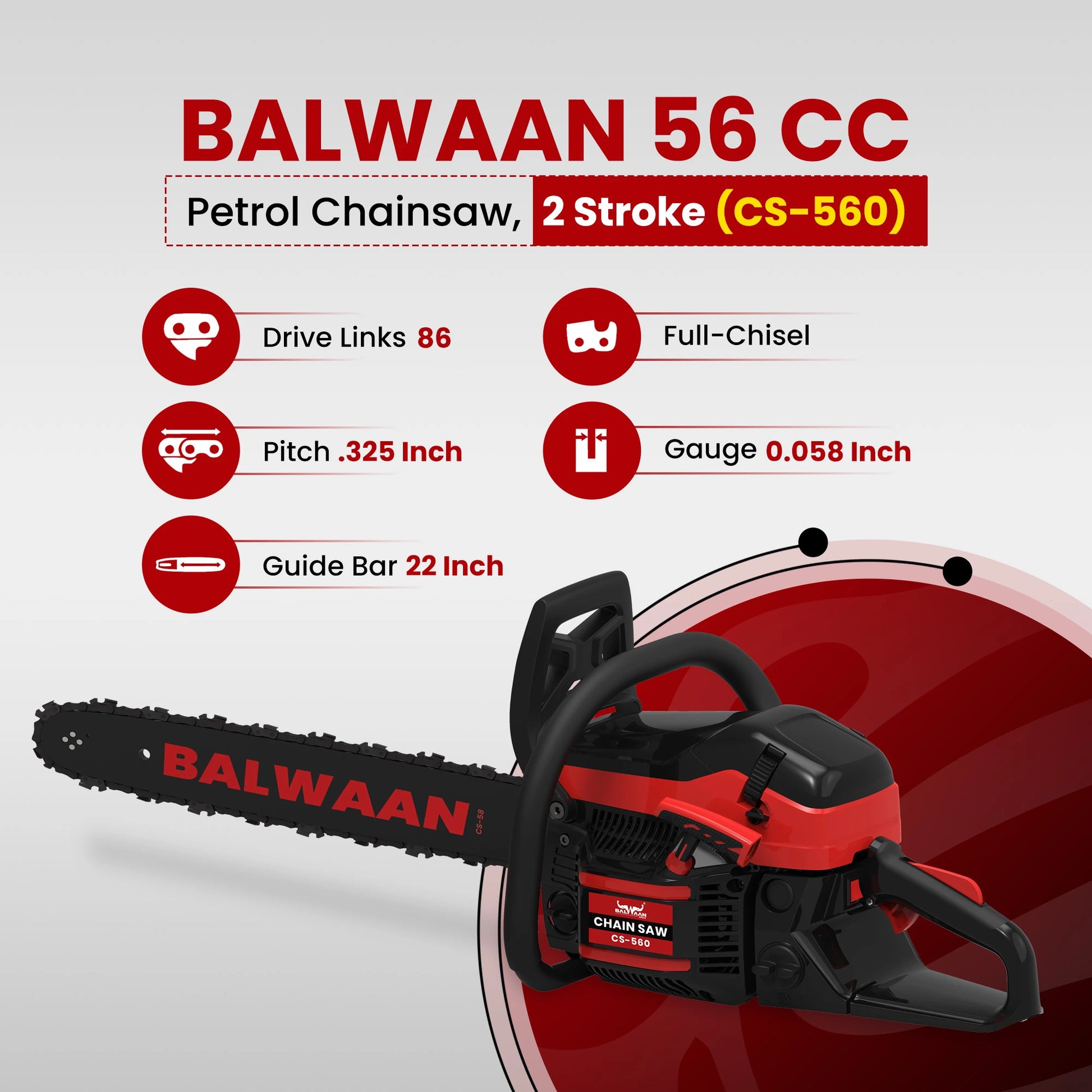 Balwaan CS-560 Chainsaw | 22 Inches