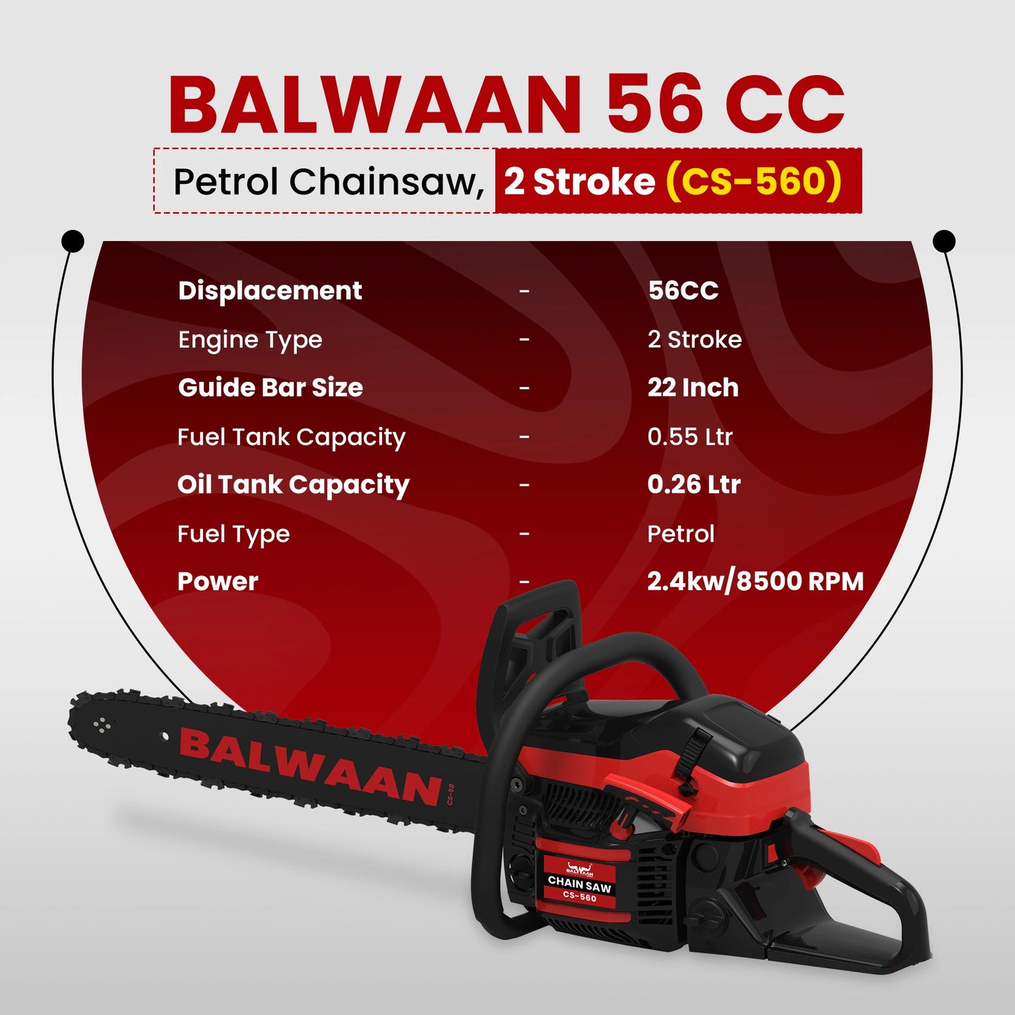Balwaan CS-560 Chainsaw | 22 Inches