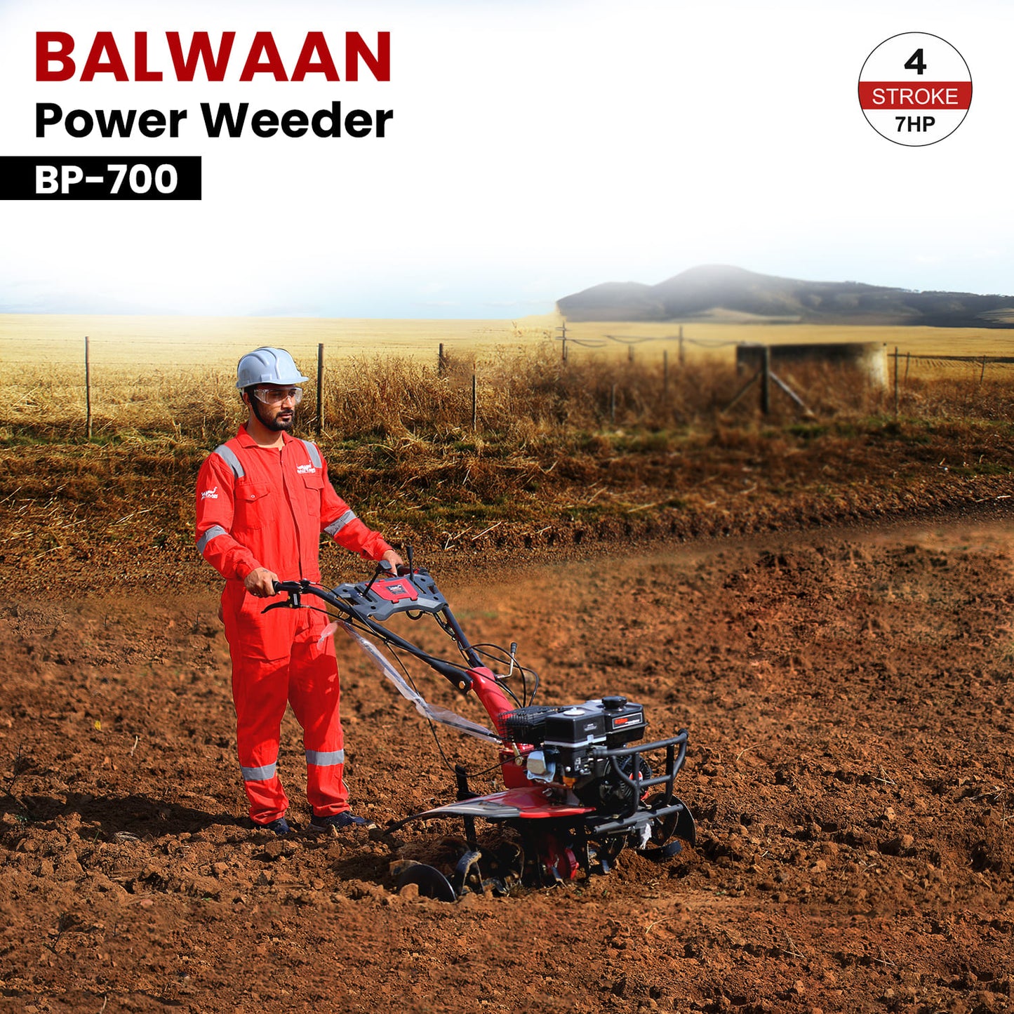 7HP 4 Stroke Power Weeder BP-700 | 212cc Powerful Euro (V) Petrol Engine | Dual Clutch Power Tiller