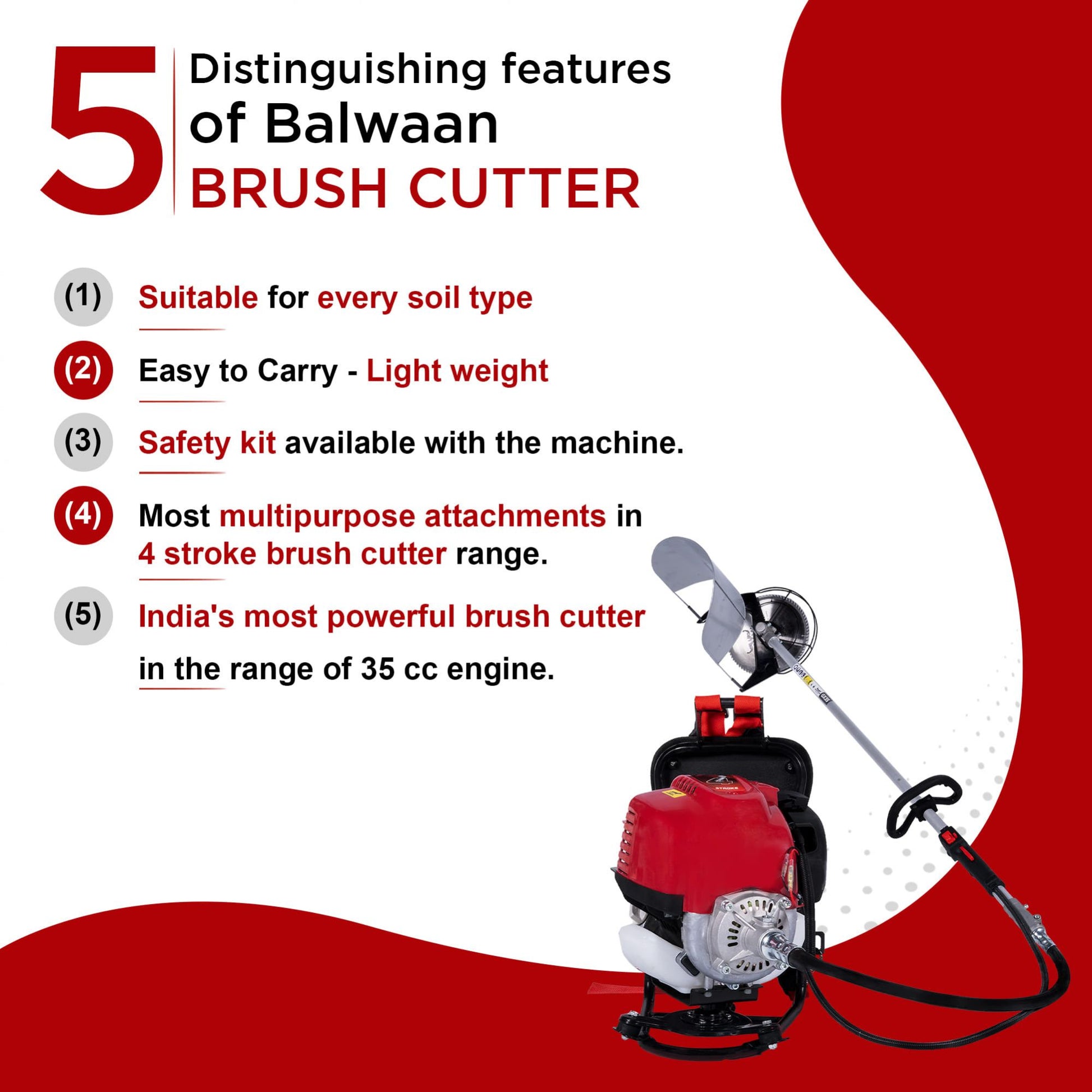 Balwaan BX-35B Back-pack crop cum grass cutter | 35 cc 4 Stroke Engine | Petrol Operated with Heavy Duty 80 Teeth,3T and