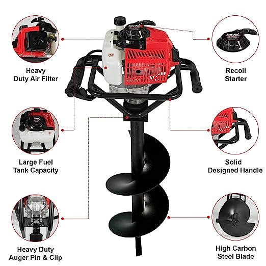 Balwaan 63cc Earth Auger with 12 Inch Planter| BE-63 (12 Inch)