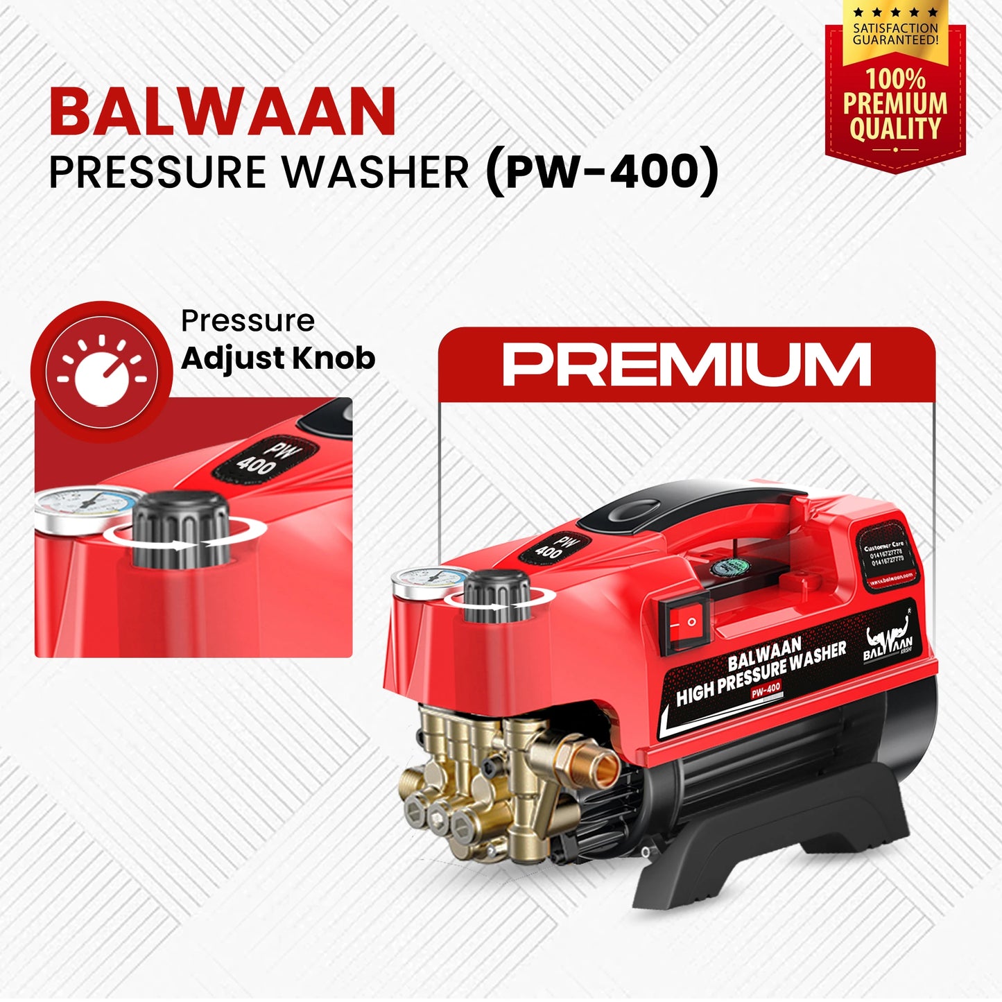 Balwaan High Pressure Washer PW-400 | Car, Home Cleaning & Multi Purpose Heavy Duty Electric Washer | 1800w