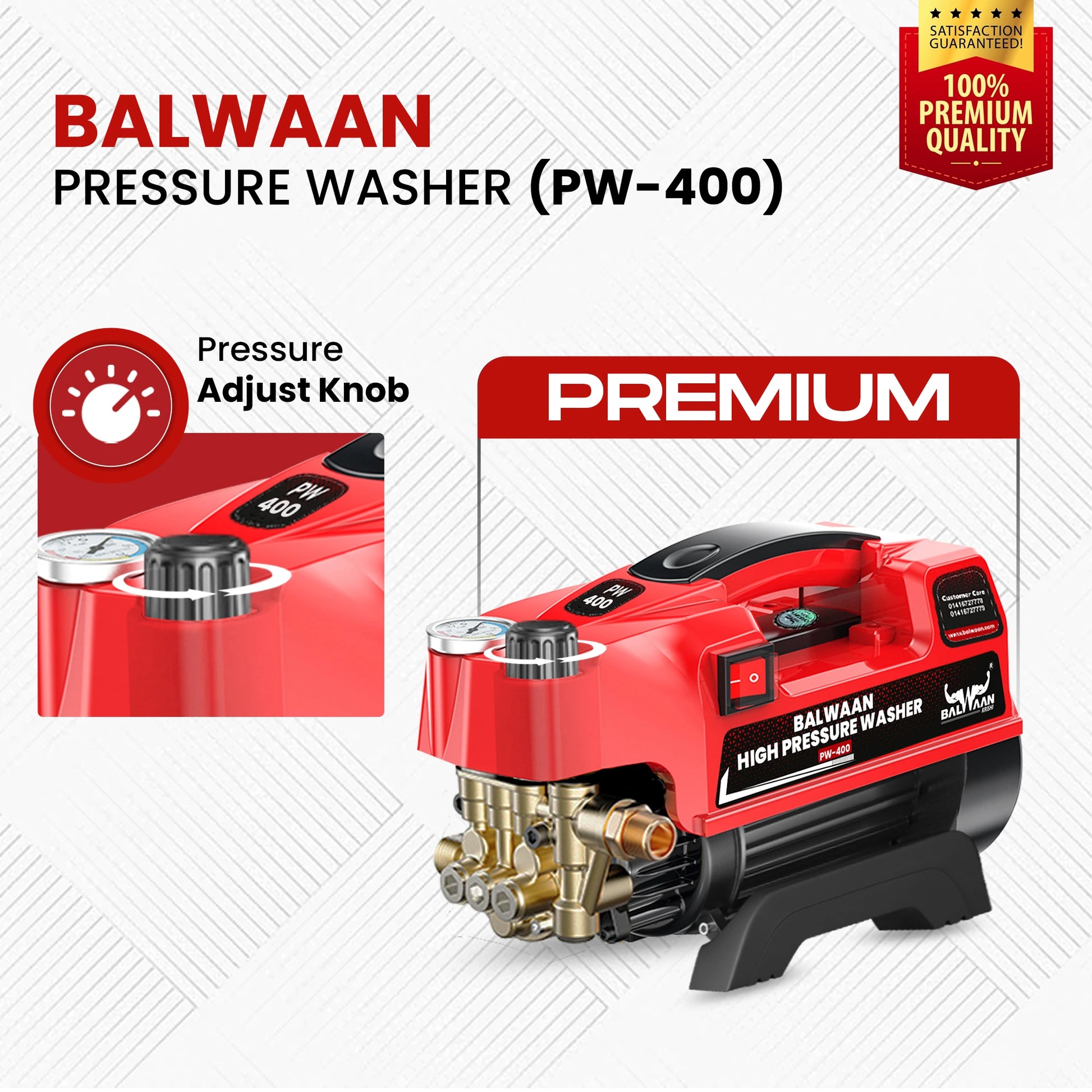 Balwaan High Pressure Washer PW-400 | Car, Home Cleaning & Multi Purpose Heavy Duty Electric Washer | 1800w