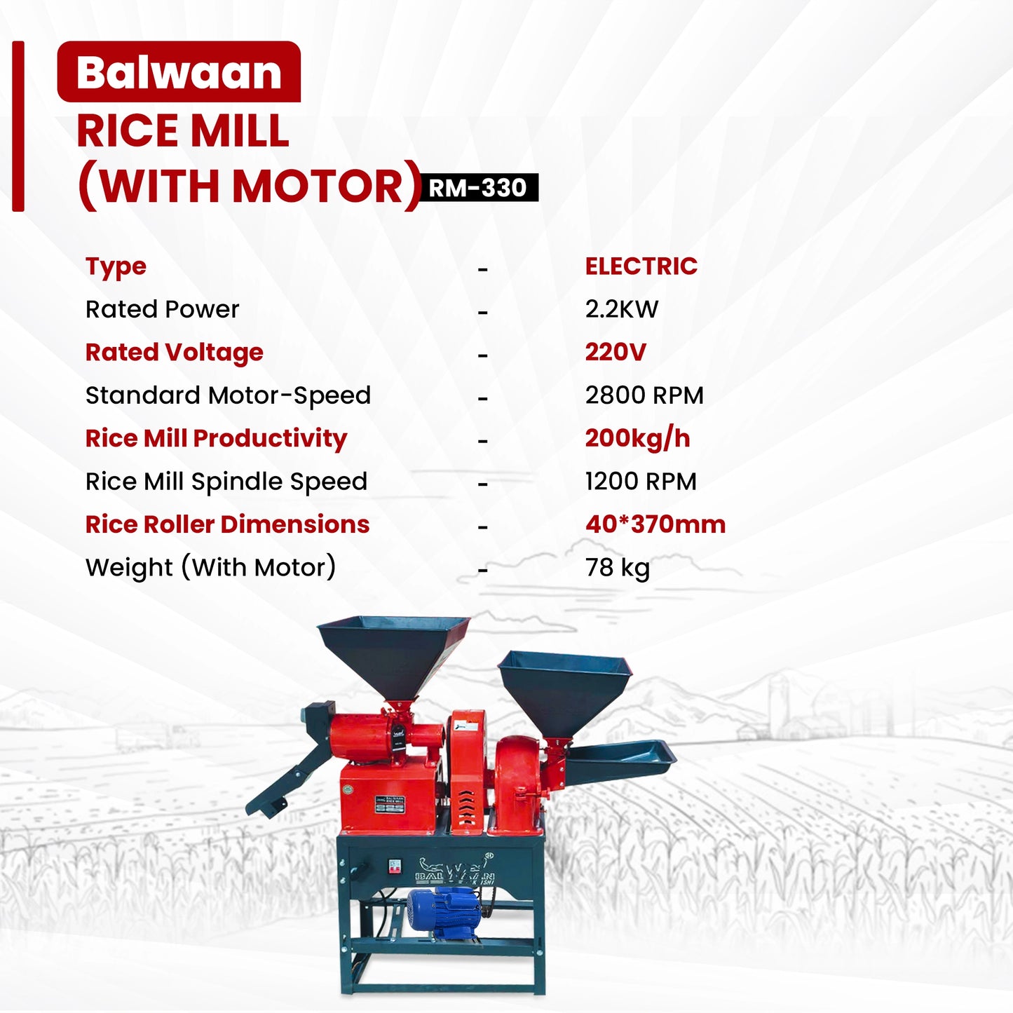 Balwaan Rice Mill Combine (RM-330)