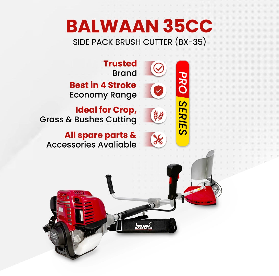 Balwaan Side Pack Brush Cutter BX-35 Pro | Powerful 35cc Engine