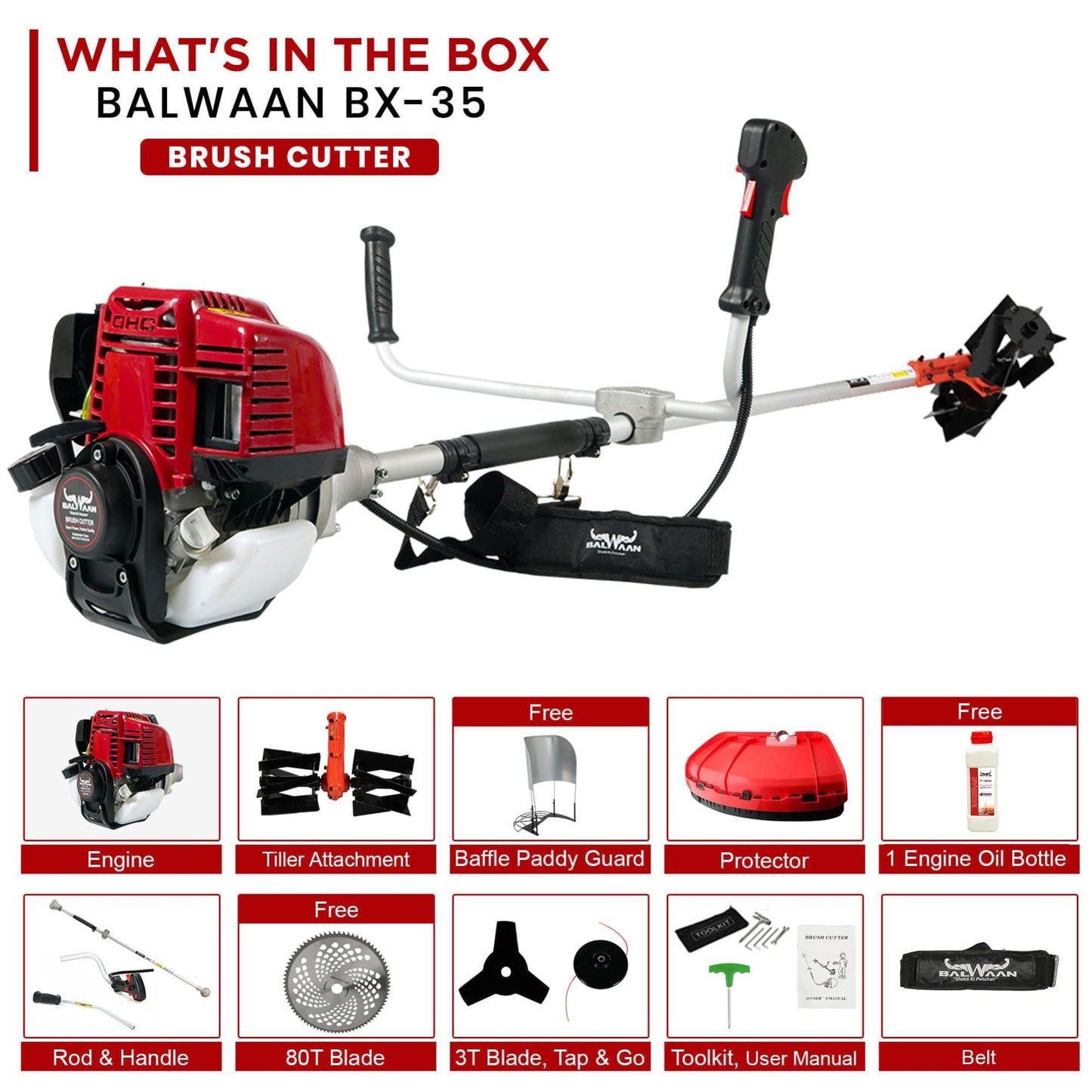 Balwaan Side Pack Crop Cutter with Tiller| 35cc