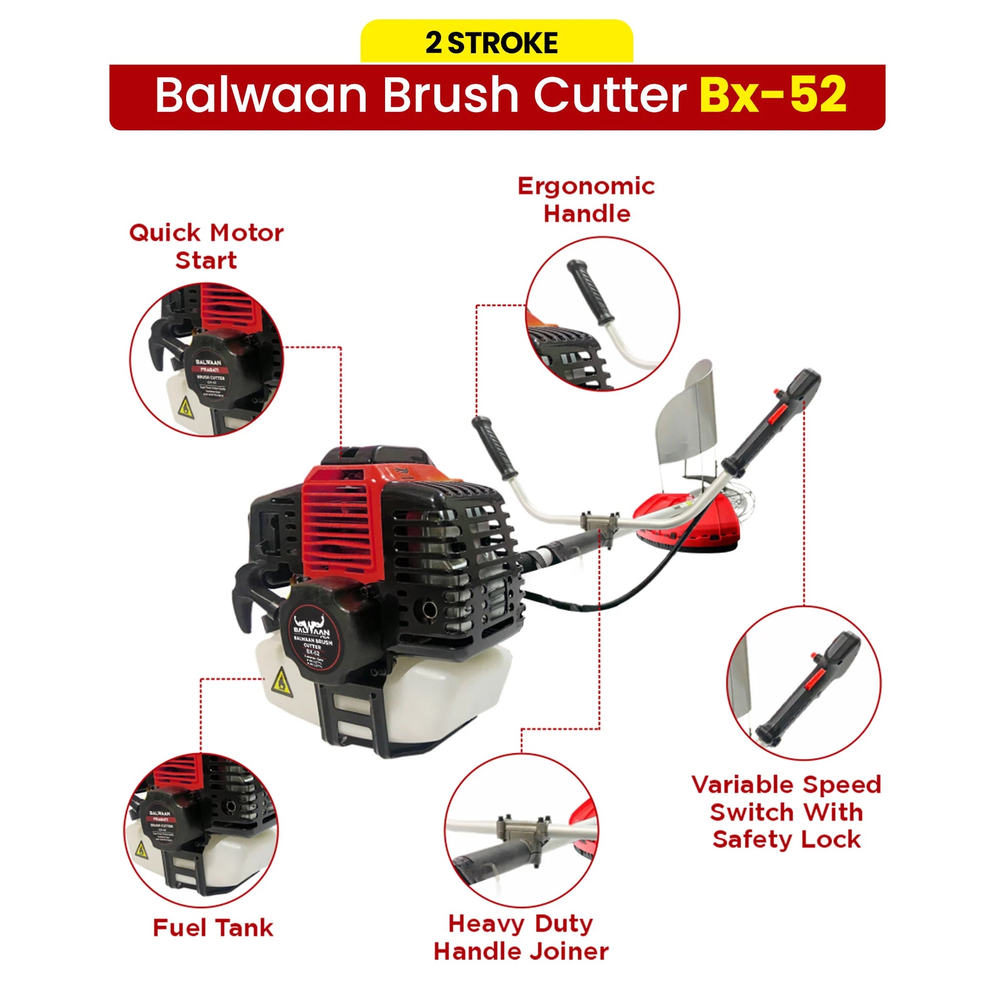 Balwaan BX-52 2 Stroke 52cc Side Pack Brush Cutter