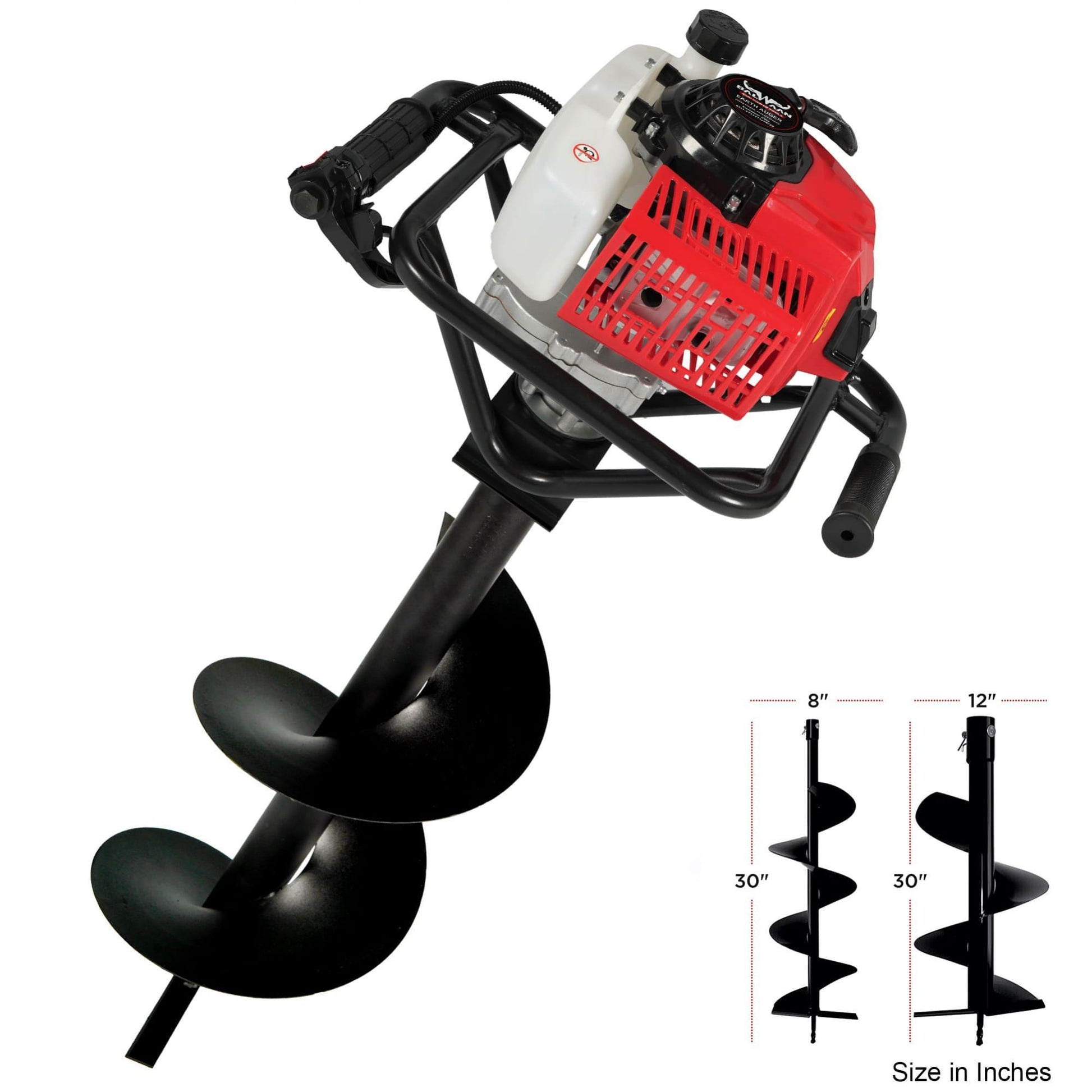 Balwaan BE-63 Earth Auger with 8 & 12 inch Planter | 63 cc 2 Stroke Powerful Heavy Duty Petrol Engine | Suitable for Dig