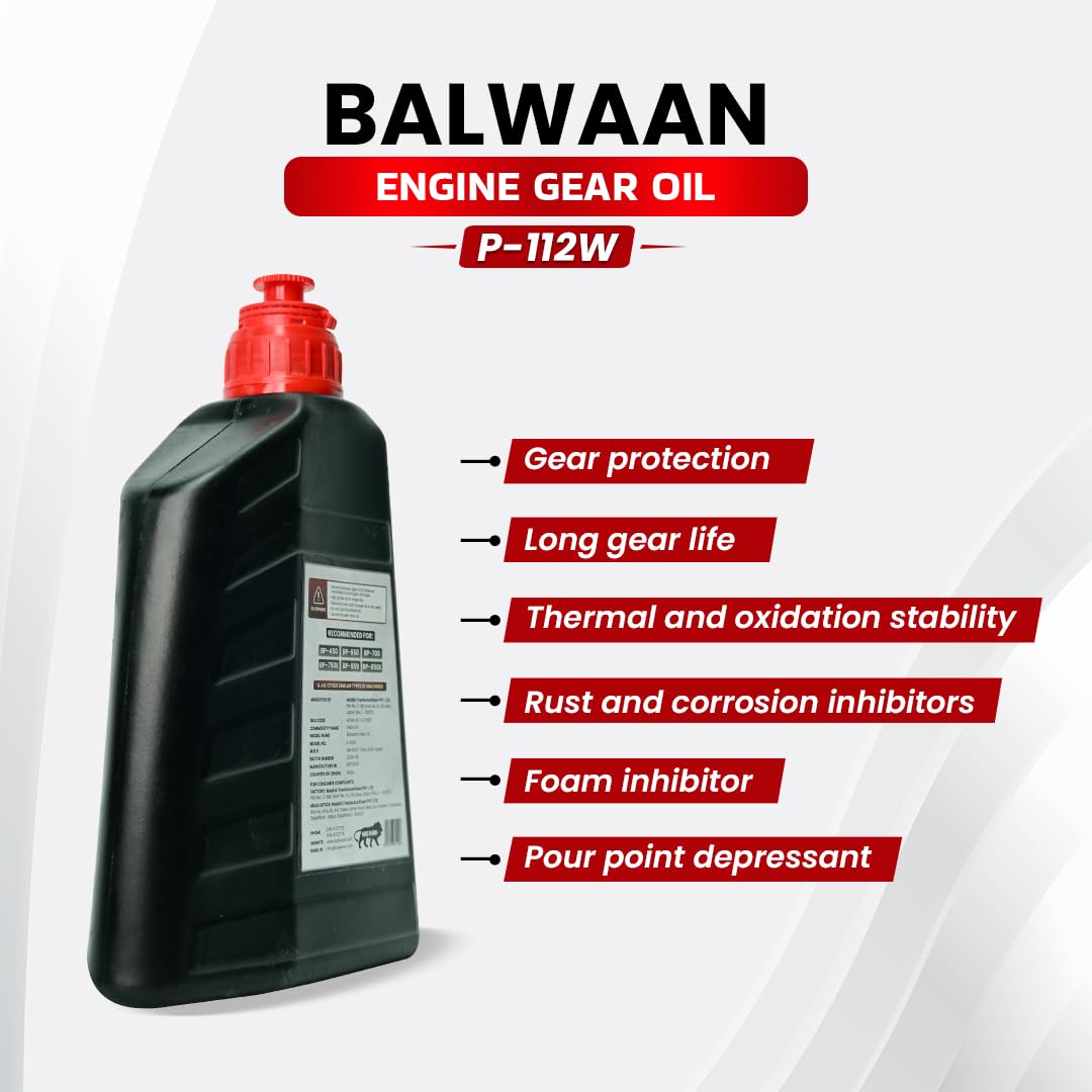 Balwaan Premium Engine Gear Oil (P-112W) 900ml | High Load Protection Extended Gear Life
