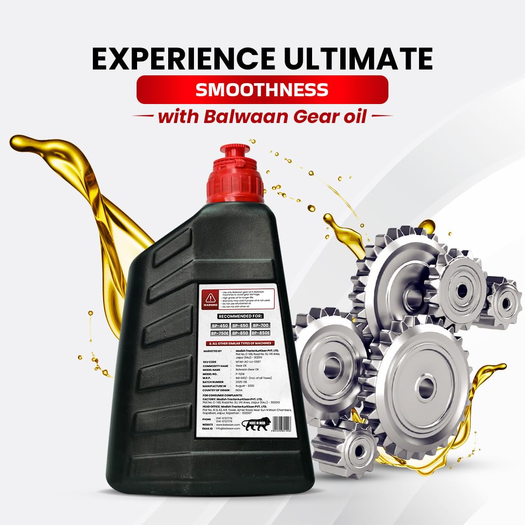Balwaan Premium Engine Gear Oil (P-112W) 900ml | High Load Protection Extended Gear Life