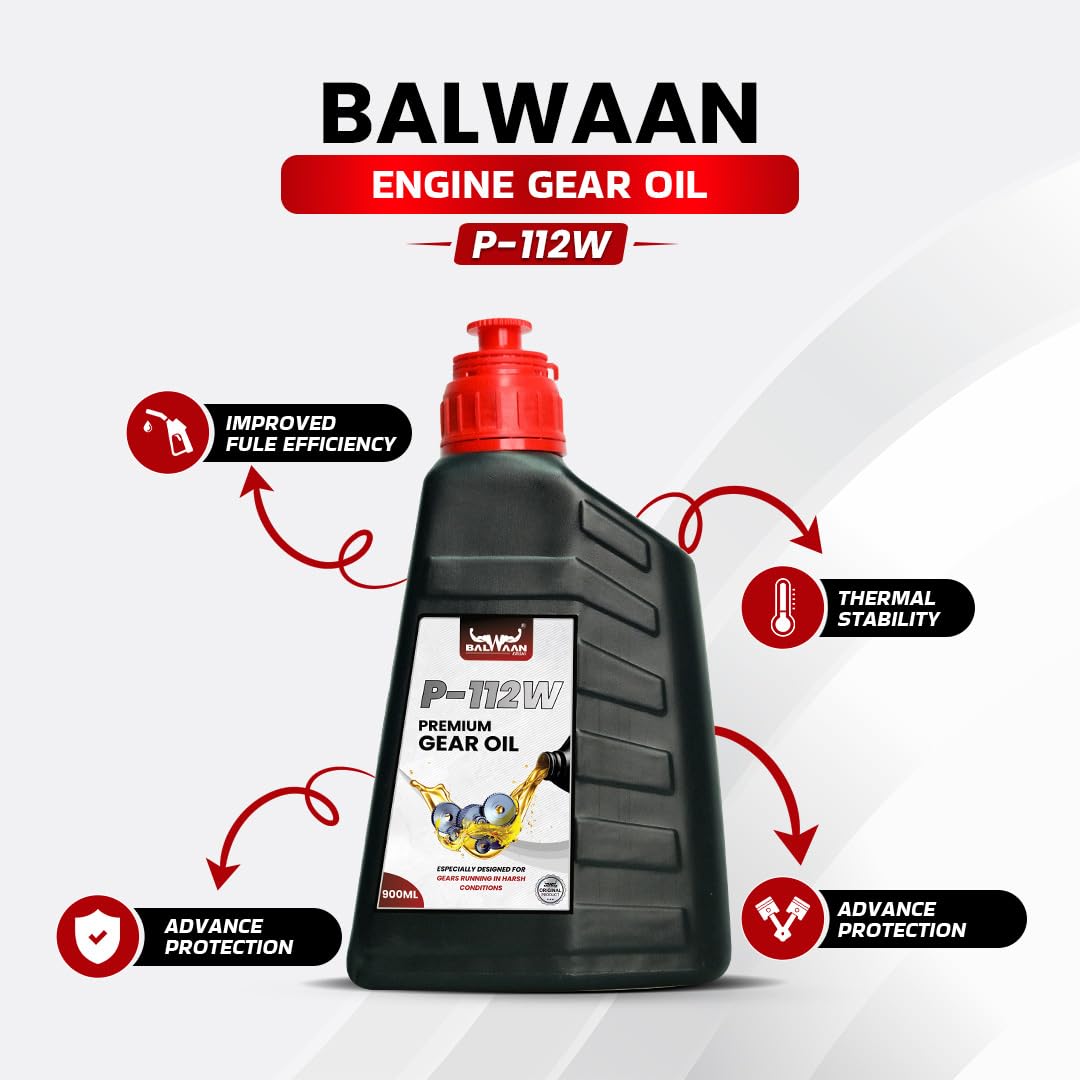 Balwaan Premium Engine Gear Oil (P-112W) 900ml | High Load Protection Extended Gear Life