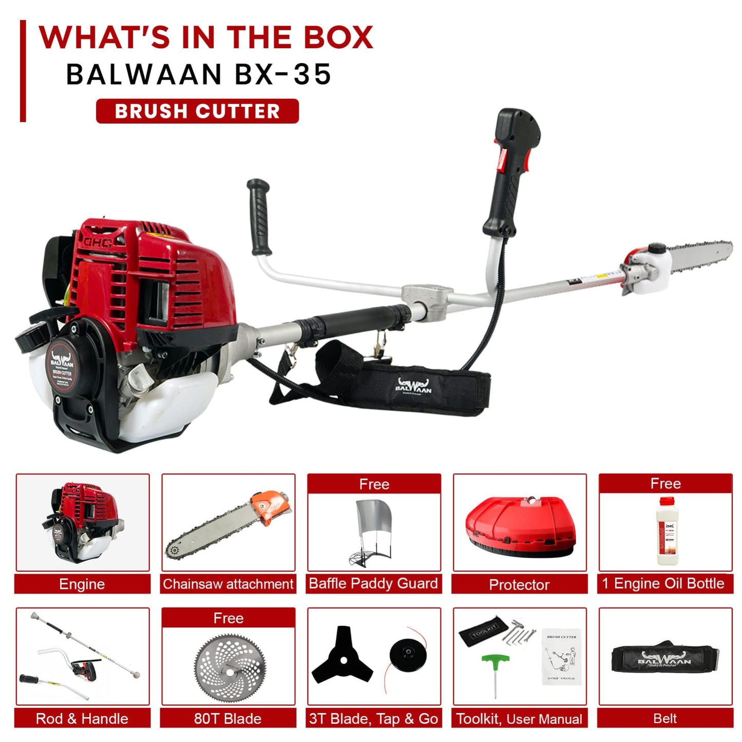 Balwaan Side Pack Crop Cutter with Chainsaw| 35cc