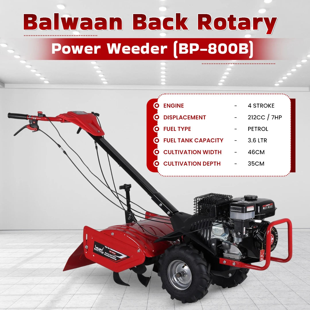 Balwaan Back Rotary Power Weeder| BP-800B