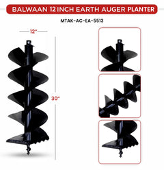 Balwaan 12 Inch Planter Double Spiral Auger Bit PT-12D Earth Auger Bit