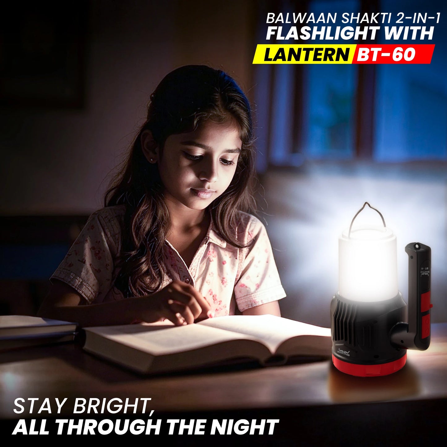 Balwaan BT-60 Rechargeable 2-in-1 Torch & Lantern | 5W LED, USB-C Fast Charge