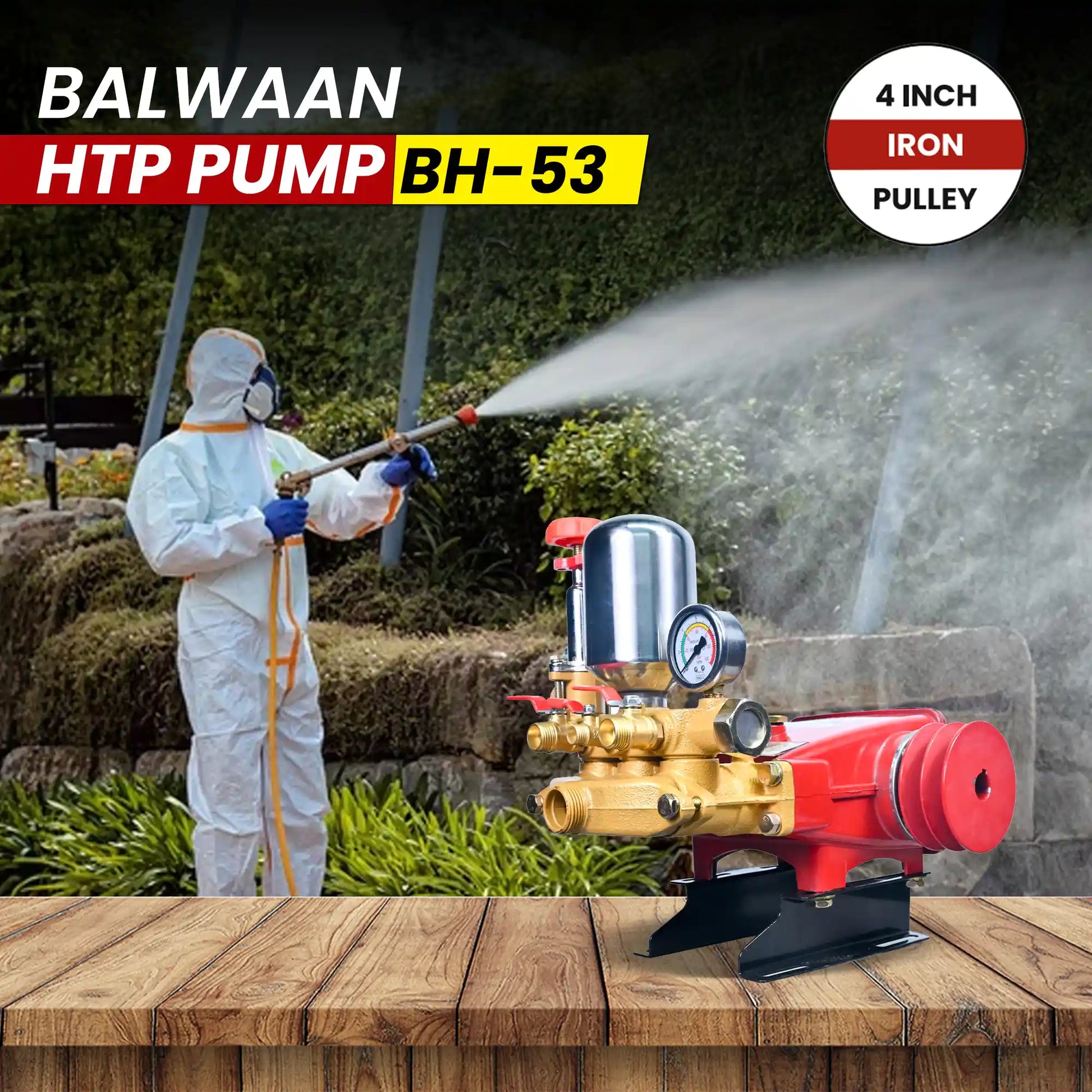 Balwaan HTP Pump BH-53 High Pressure Triple Piston Sprayer Pump | Heavy Duty Agriculture & Gardening Pump